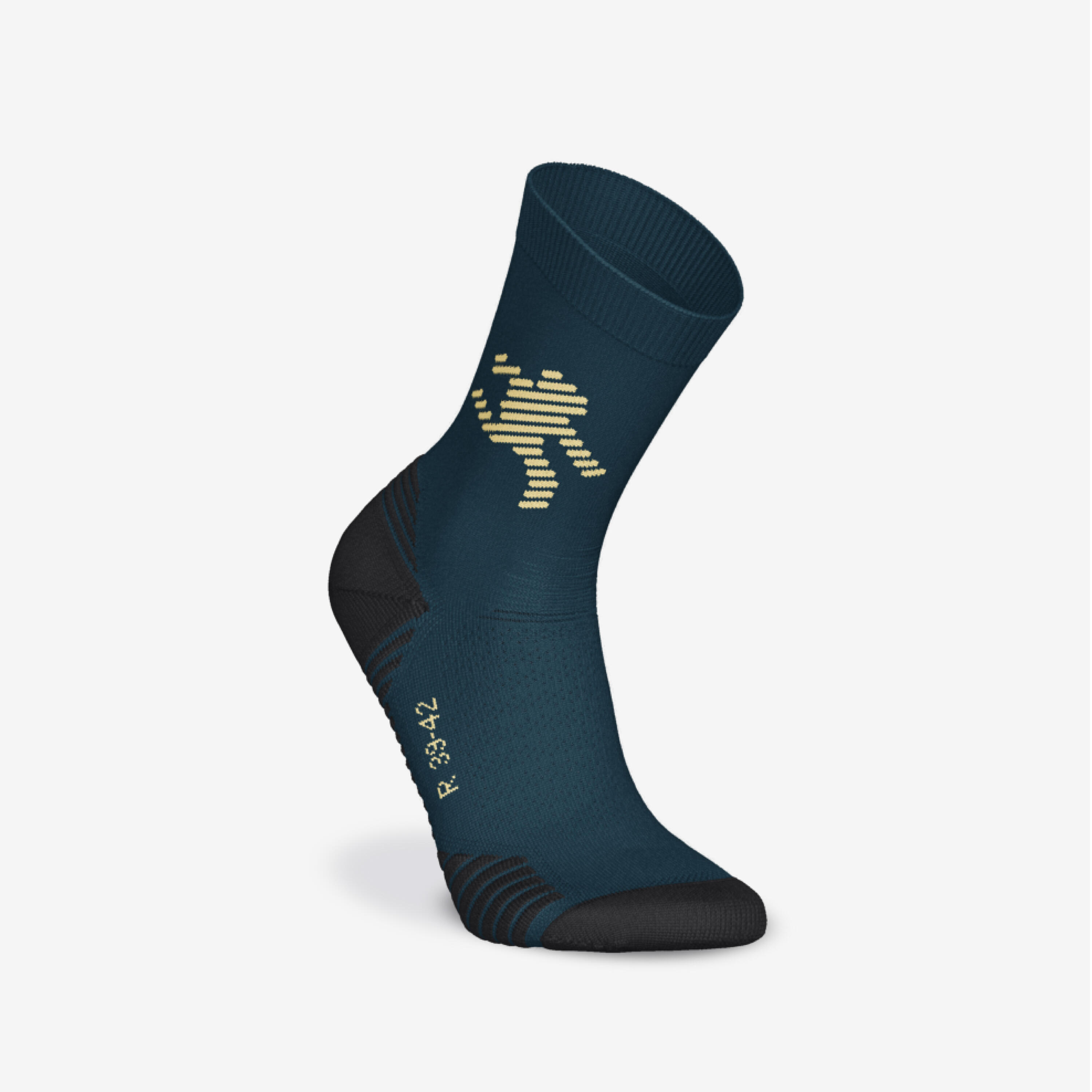 Lot de 2 paires de chaussettes de running run500 epaisses mi-mollet turquoise 2/6
