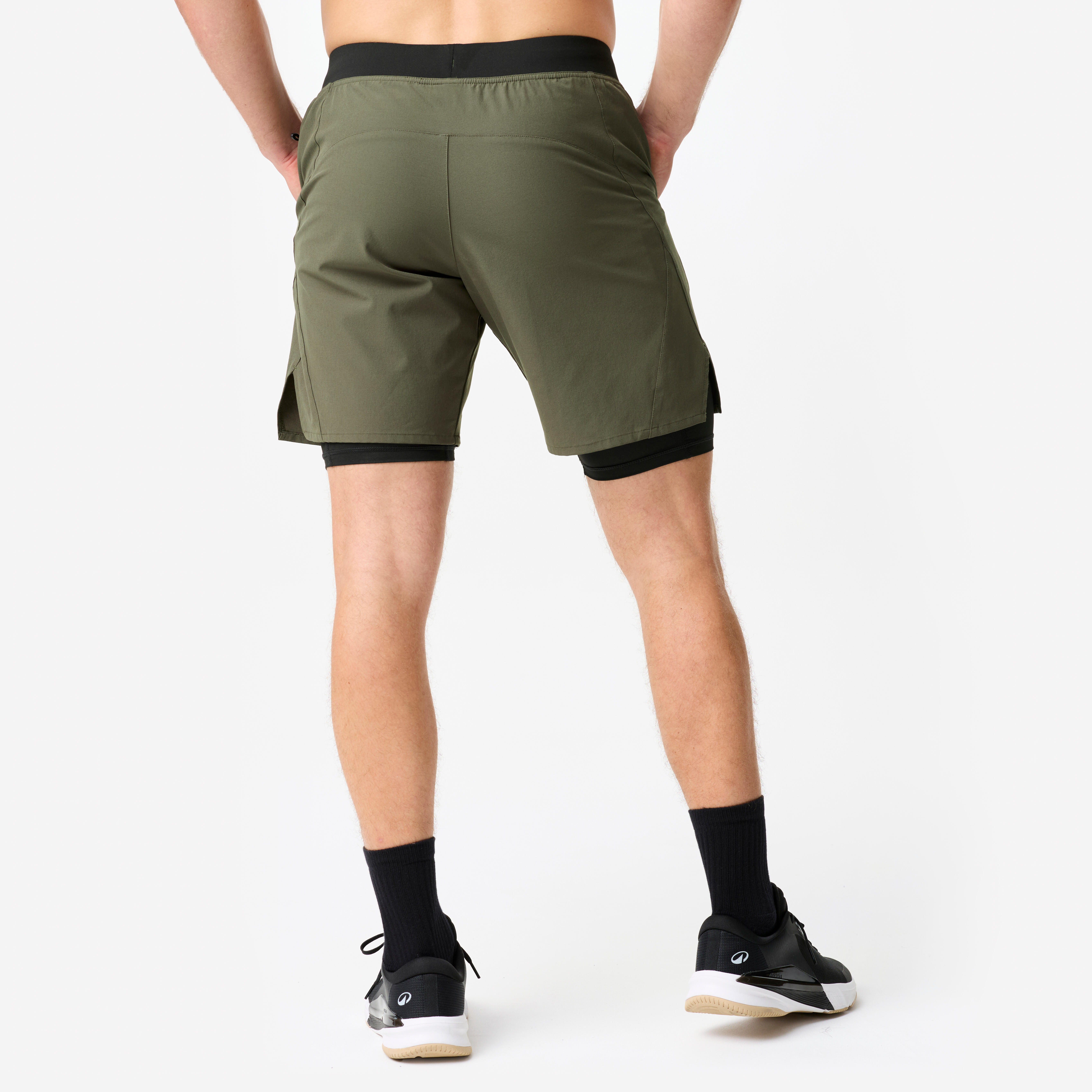 Men’s 2-in-1 Breathable Fitness Shorts with Zipped Pocket, 500 - DOMYOS
