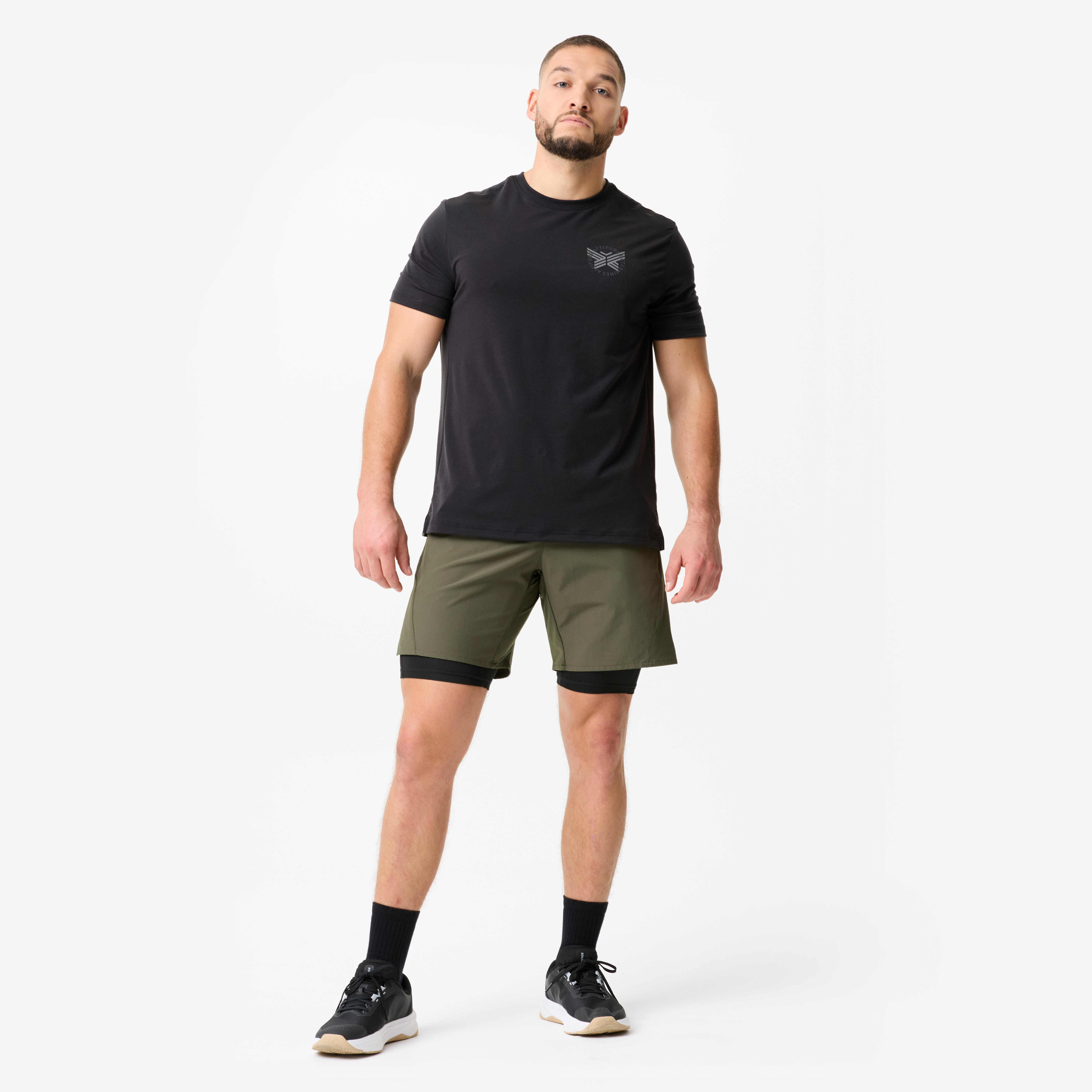 Men’s 2-in-1 Breathable Fitness Shorts with Zipped Pocket, 500 - DOMYOS