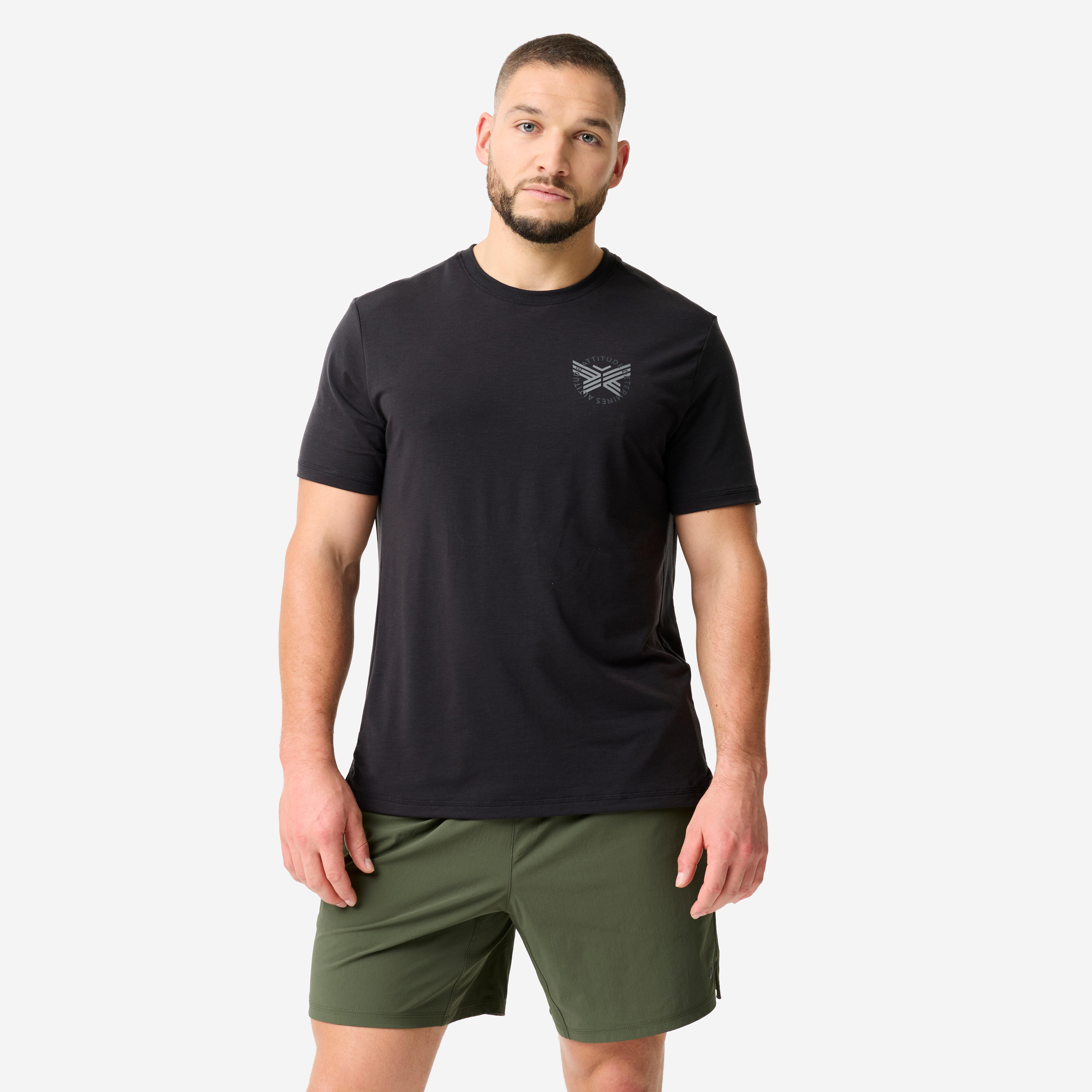 Men's Lightweight Stretch Sport T-Shirt - Black & Grey