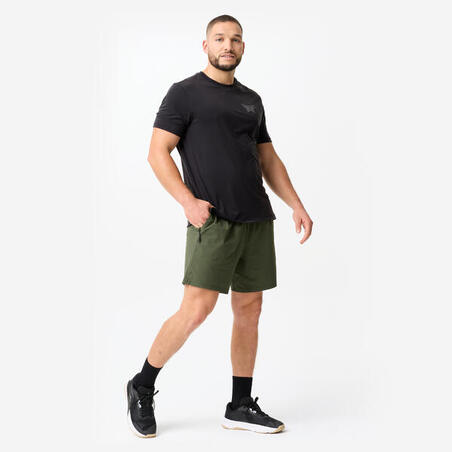 Футболка спортивна чоловіча еластична чорна/сіра