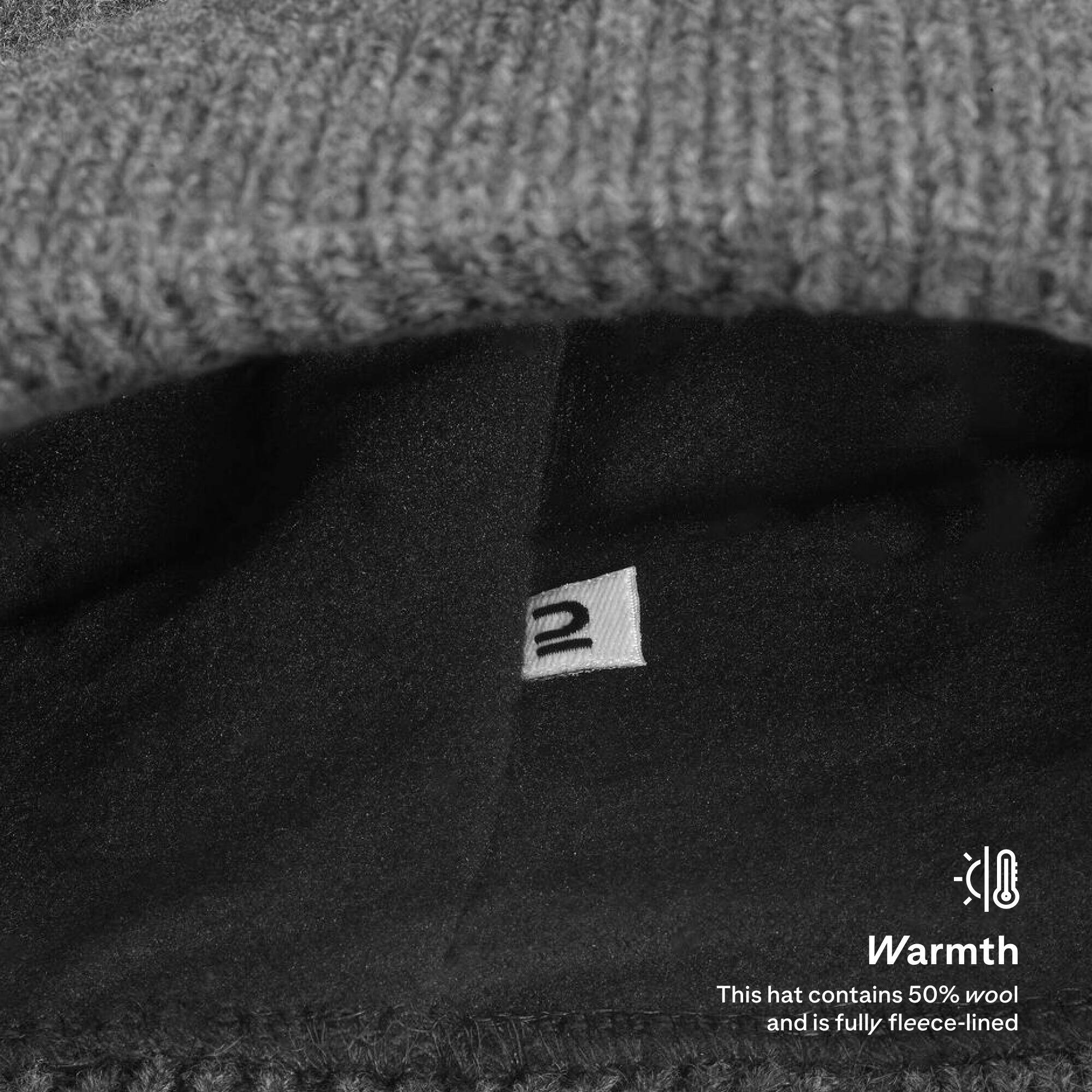 Adults' Wool Beanie Hat TORSADE 900 - Grey -  3