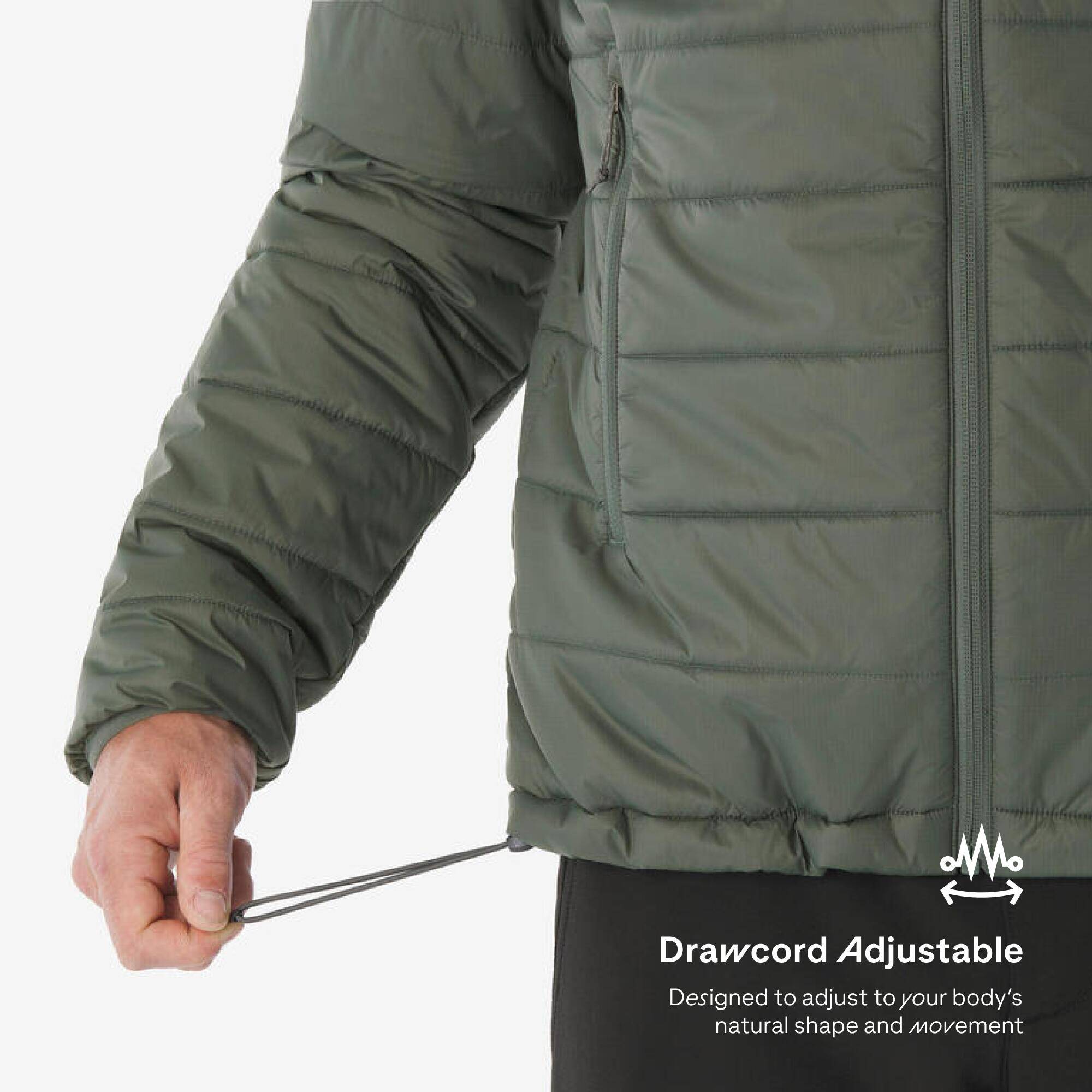 Men’s synthetic trekking padded jacket with hood MT100 -5°C - Green -  5