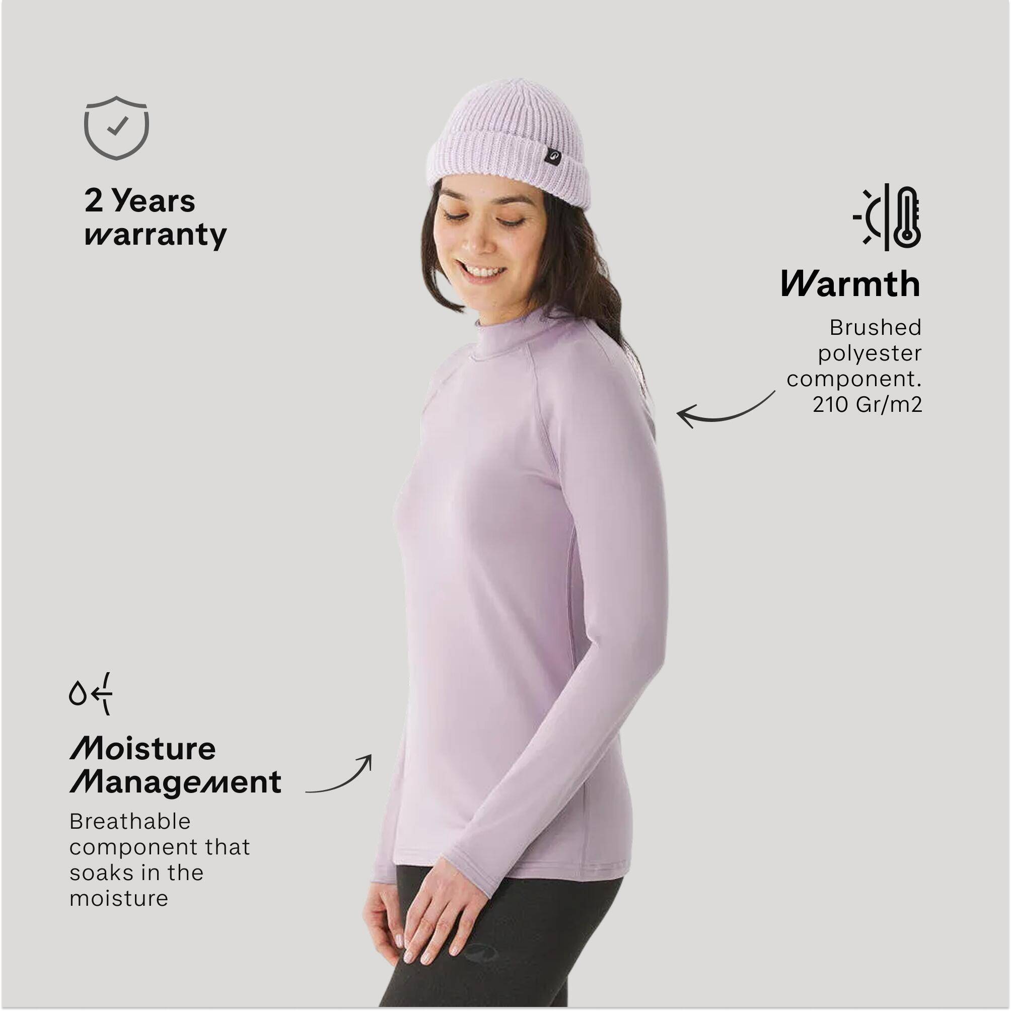 Women’s warm and breathable thermal base layer - BL 500 - Mauve -  3