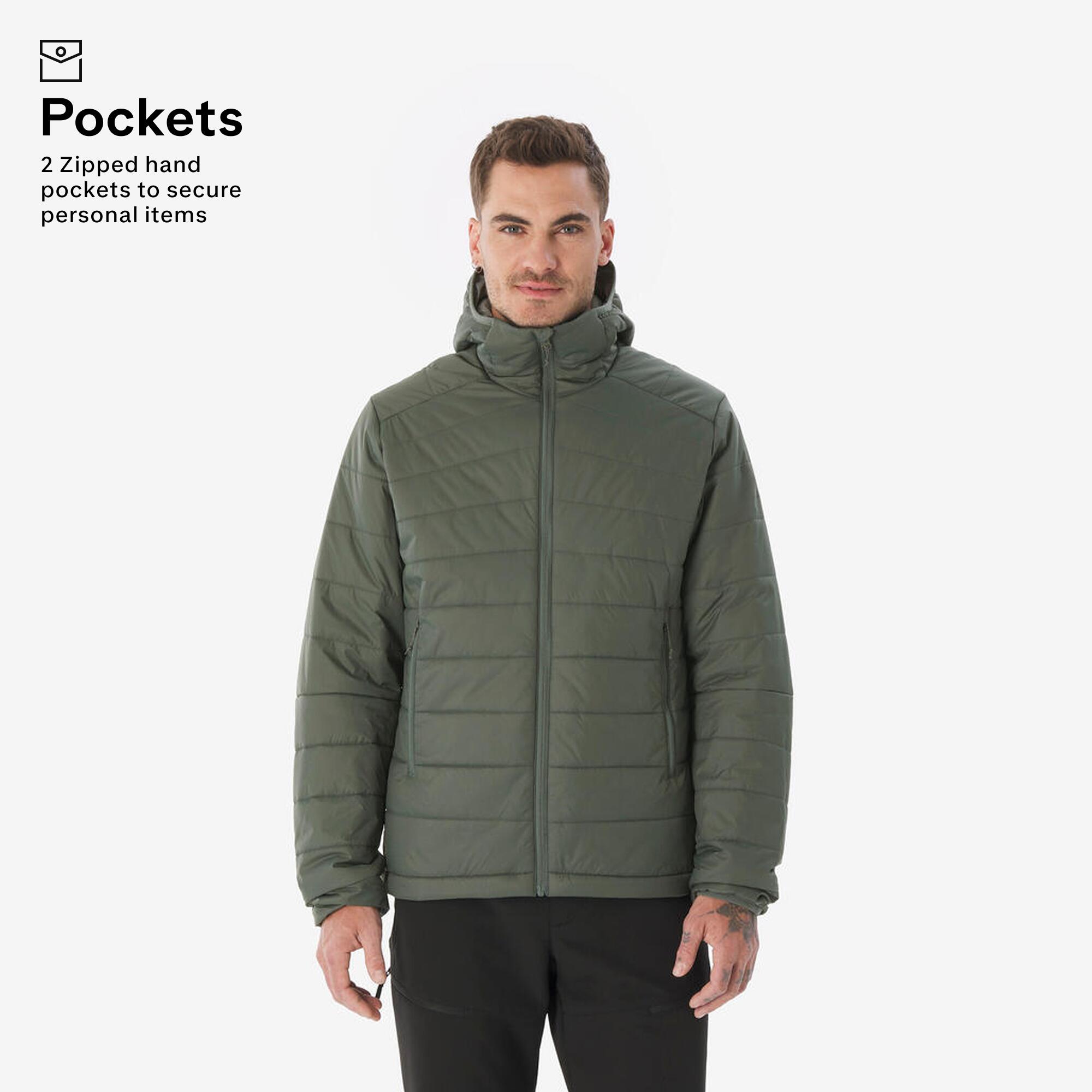 Men’s synthetic trekking padded jacket with hood MT100 -5°C - Green