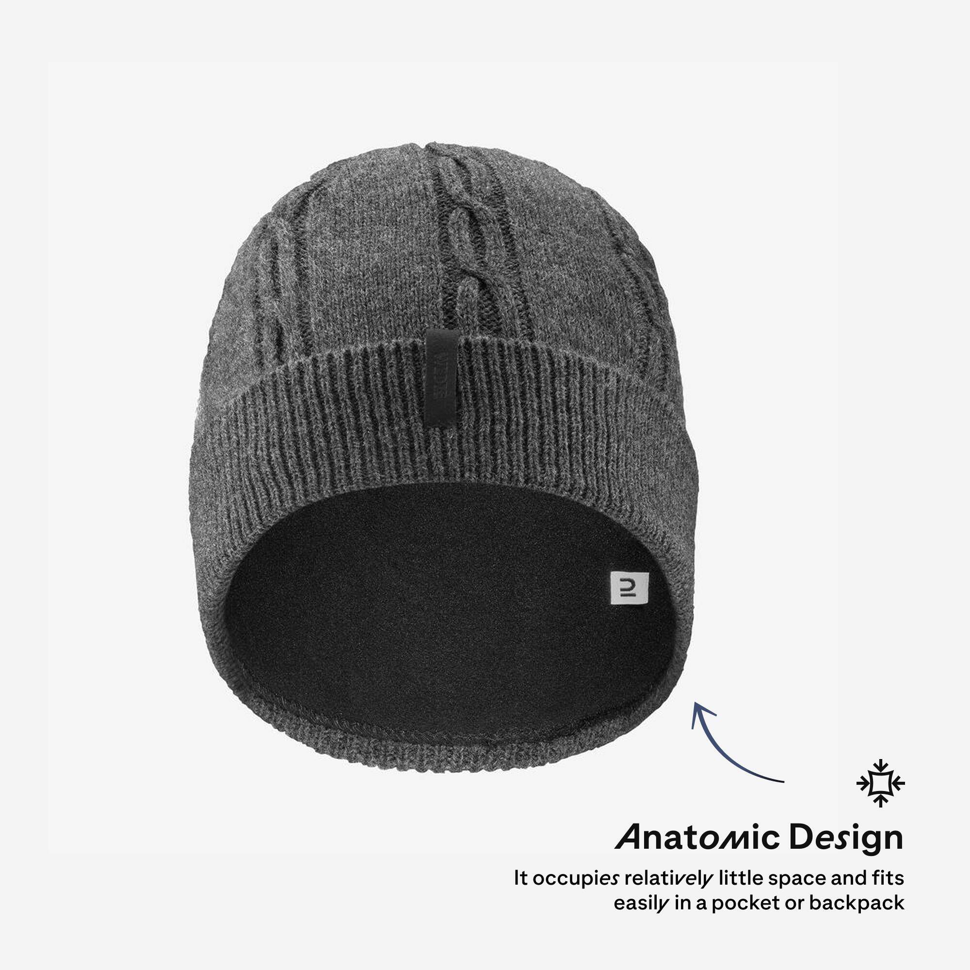 Adults' Wool Beanie Hat TORSADE 900 - Grey -  2