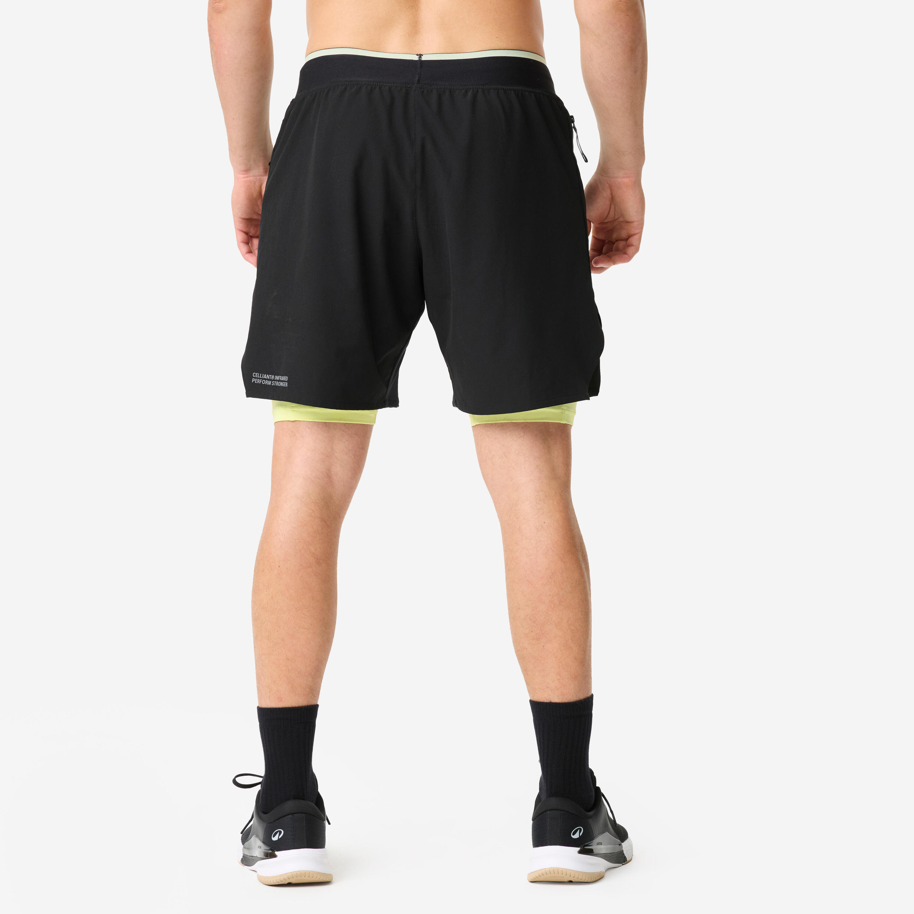Short de cross training respirant et léger homme Celliant, noir et jaune 5/13