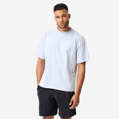 T-shirt uomo palestra oversize cotone celeste