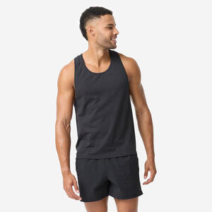 Camiseta sin mangas Fitness 58% algodón Hombre negra