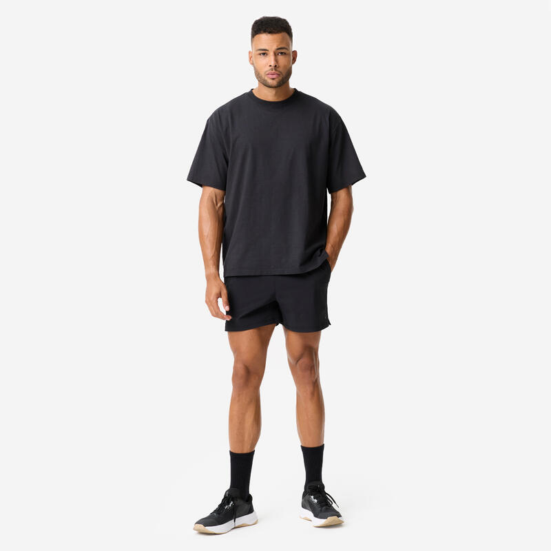 Tricou larg pentru bodybuilding Negru Bărbați