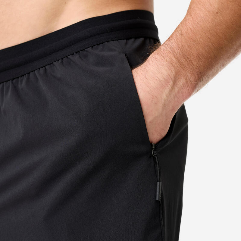 Șort de fitness lung 23cm Negru Bărbați