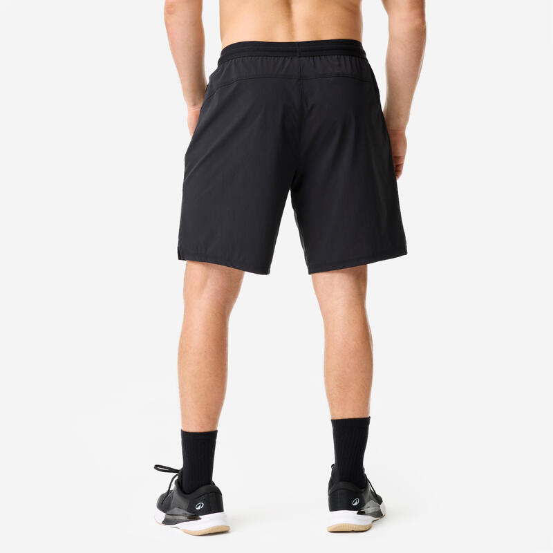 Șort de fitness lung 23cm Negru Bărbați