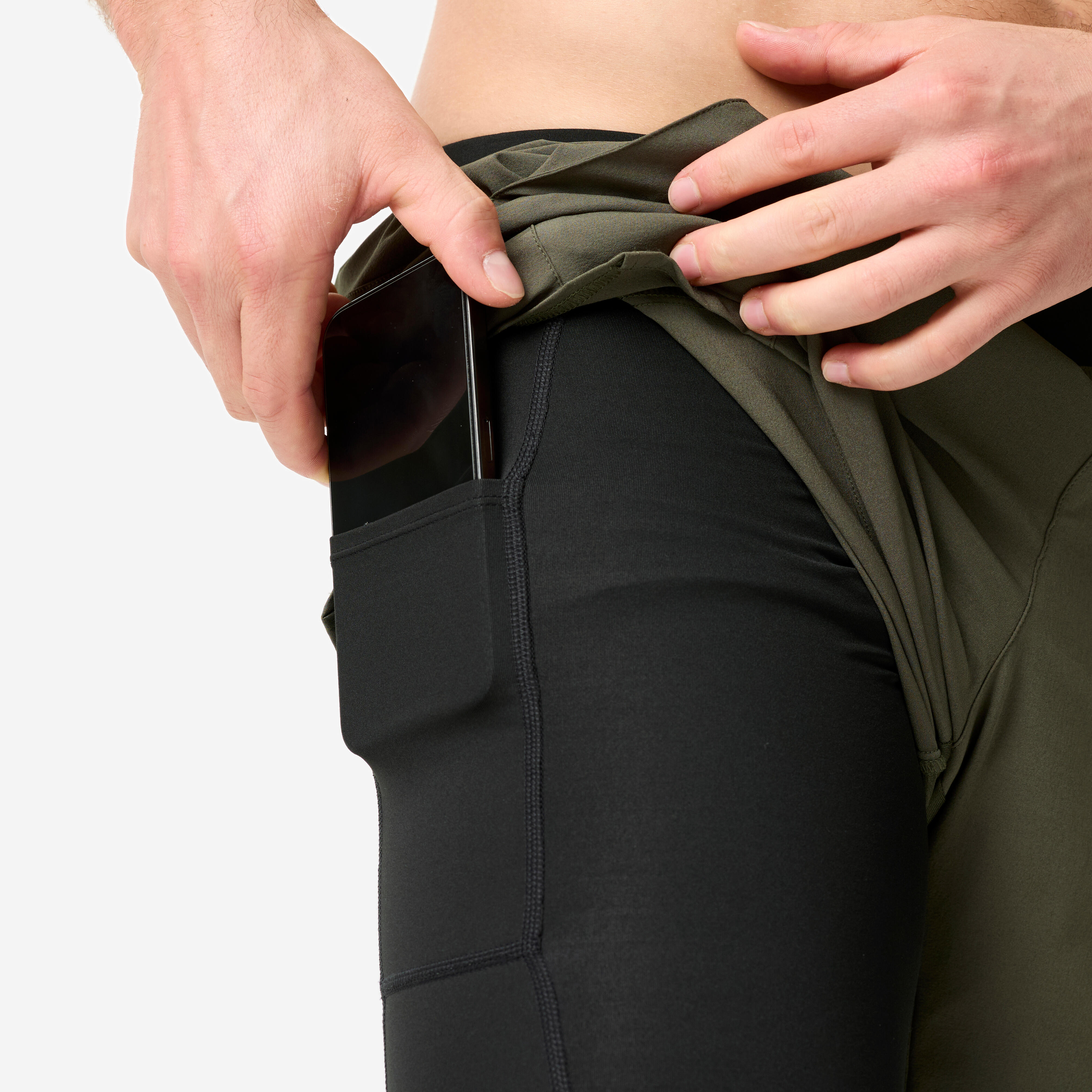 Men’s 2-in-1 Breathable Fitness Shorts with Zipped Pocket, 500 - DOMYOS