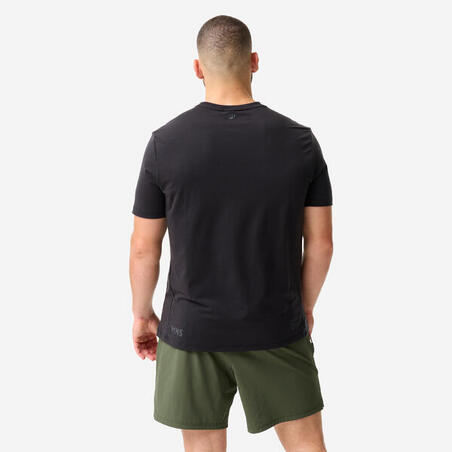 Футболка спортивна чоловіча еластична чорна/сіра