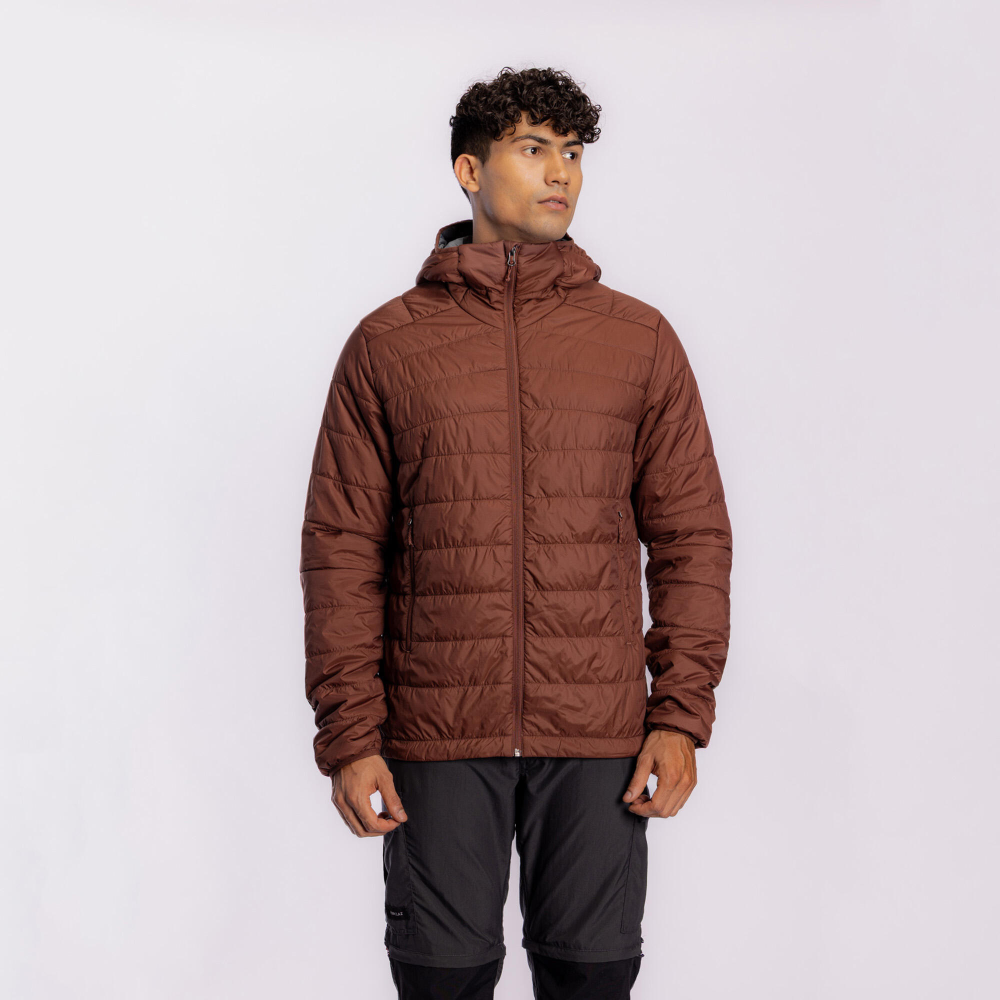 Men's trekking hooded synthetic padded jacket -5°C MT100 - Brown-image-34