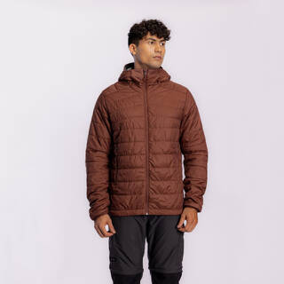 Men's trekking hooded synthetic padded jacket -5°C MT100 - Brown