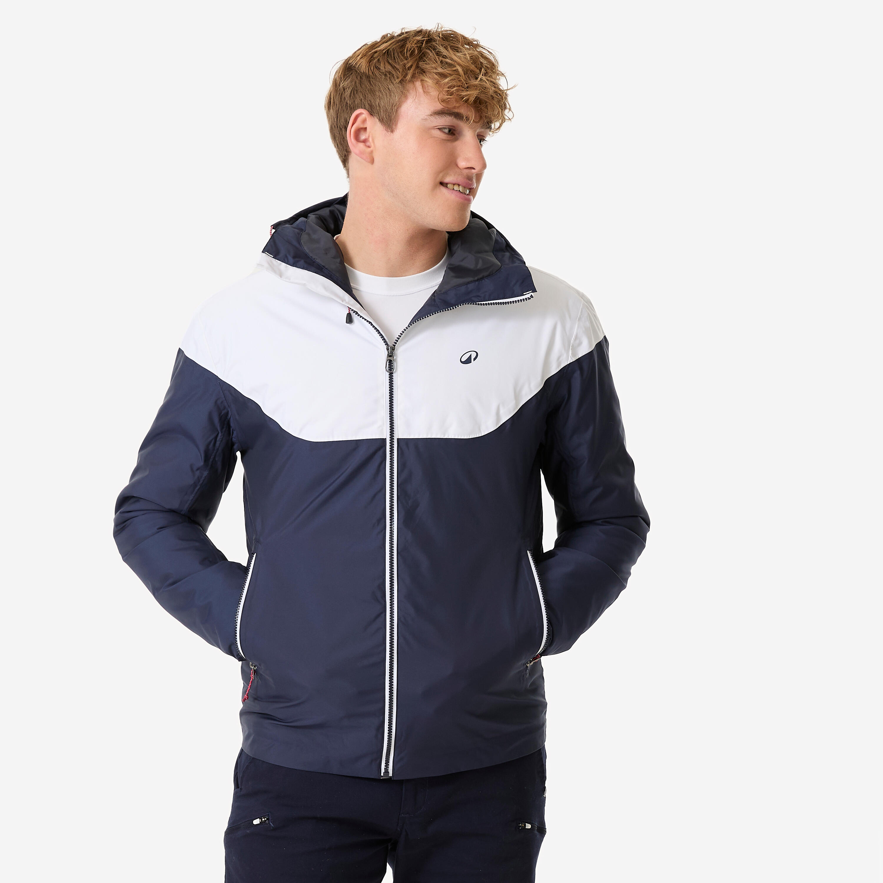 Segeljacke warm wasserdicht Herren – Sailing 100, Blau und Weiss 2/16