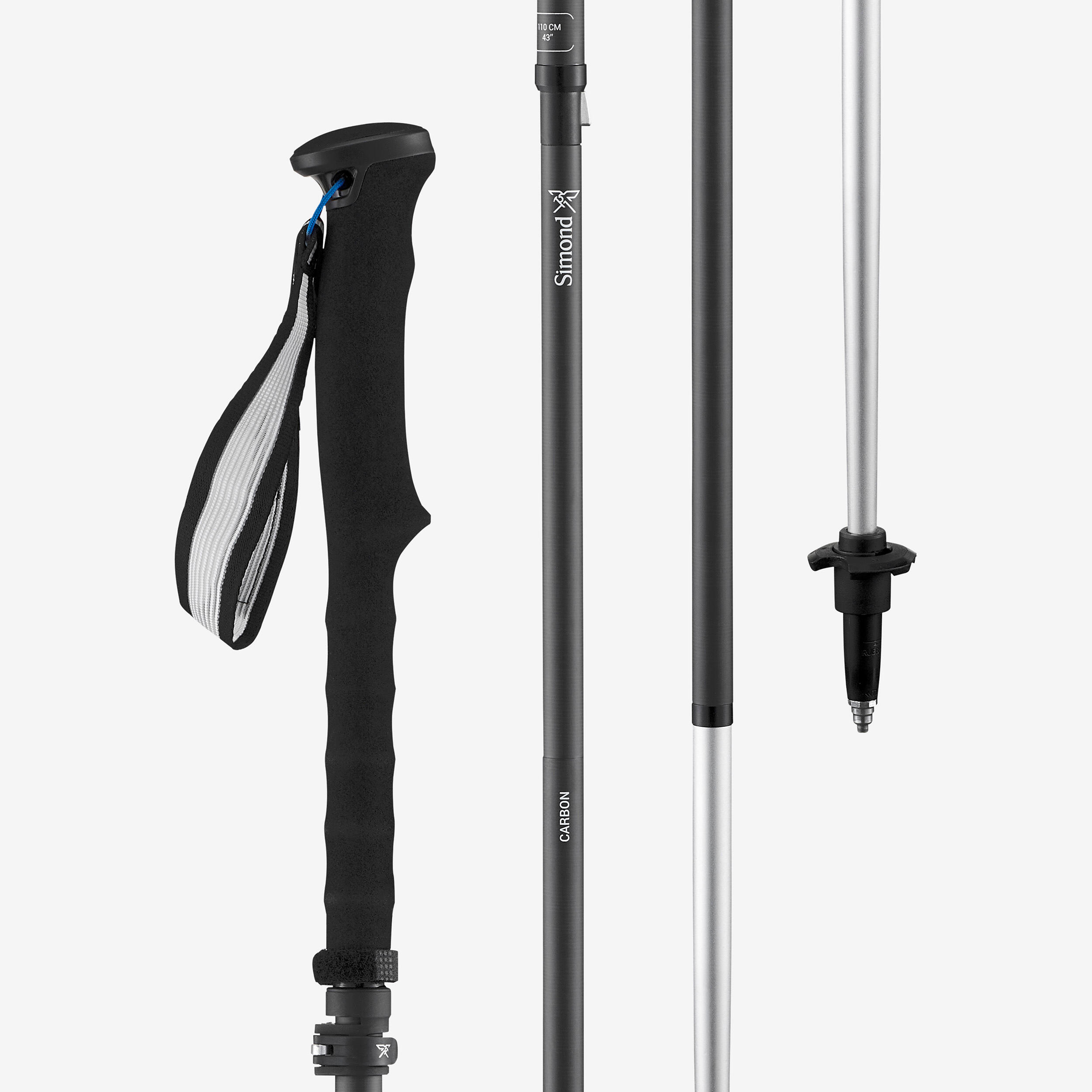 Paire de bâtons de trek compact en carbone, Sprint noir 4/13