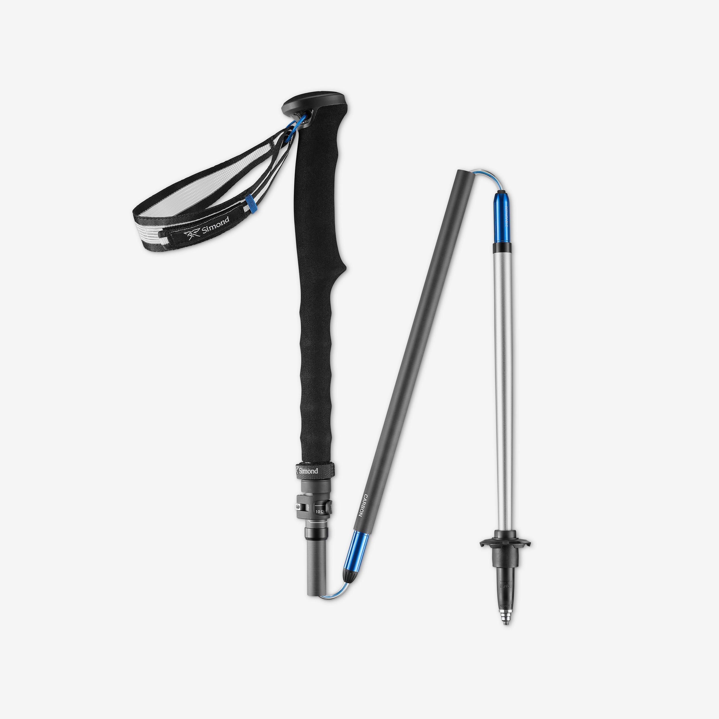 Paire de bâtons de trek compact en carbone, Sprint noir 2/13