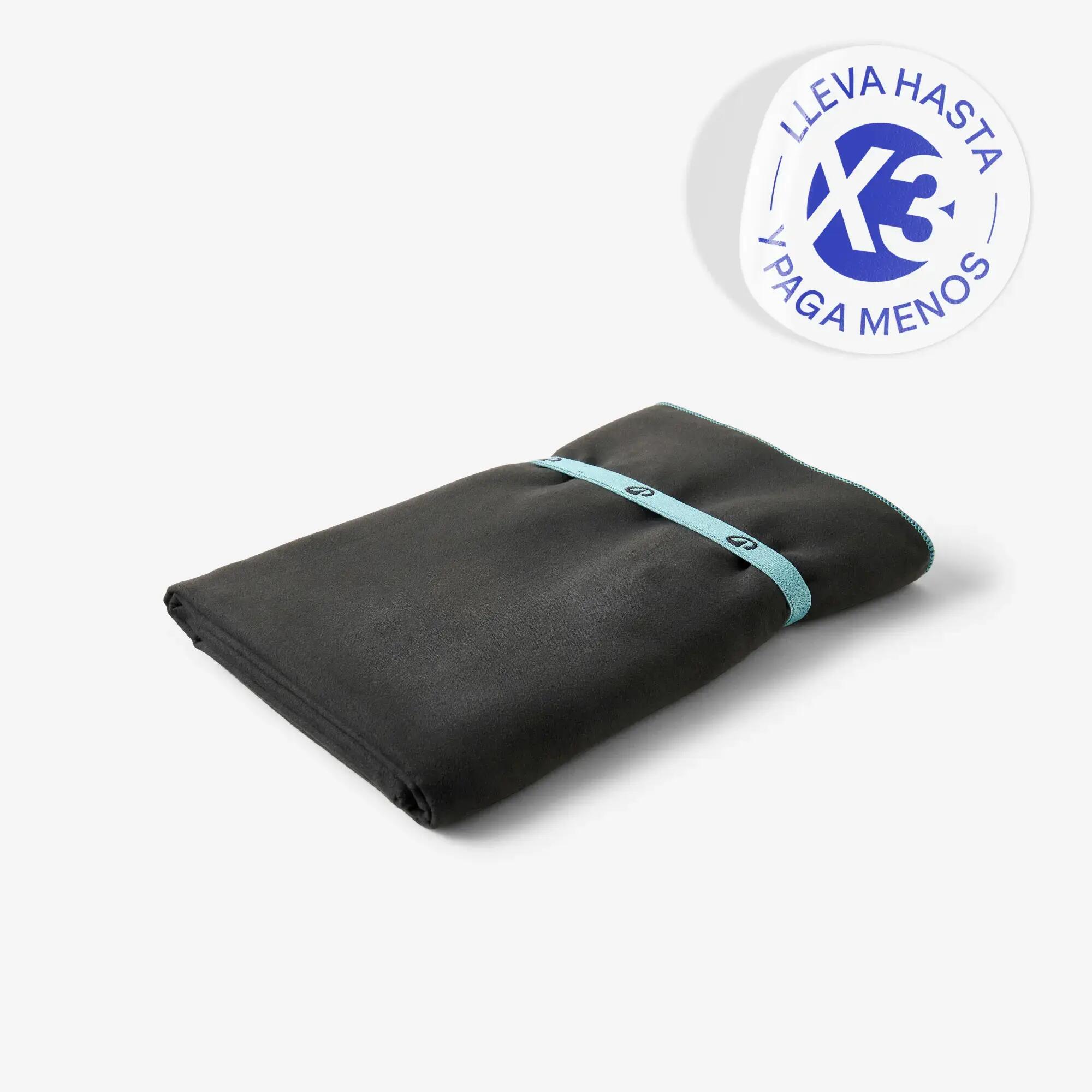 Toalla de natación de microfibra ultracompacta talla XG de 110 x 175 cm negra 8/12