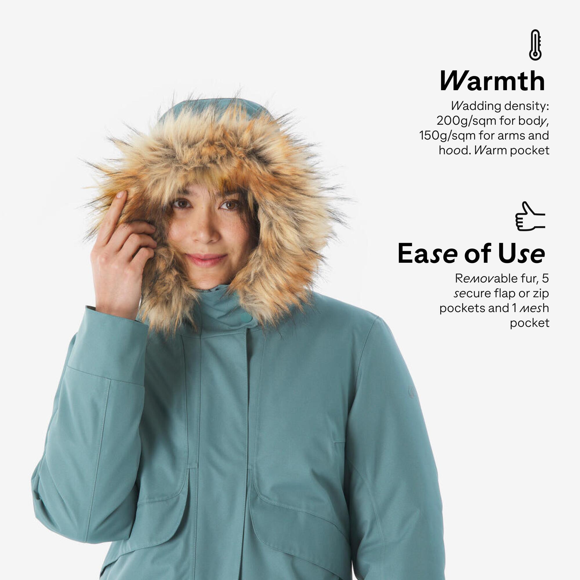 Women’s waterproof hiking anorak -8°C, NH500 - Green