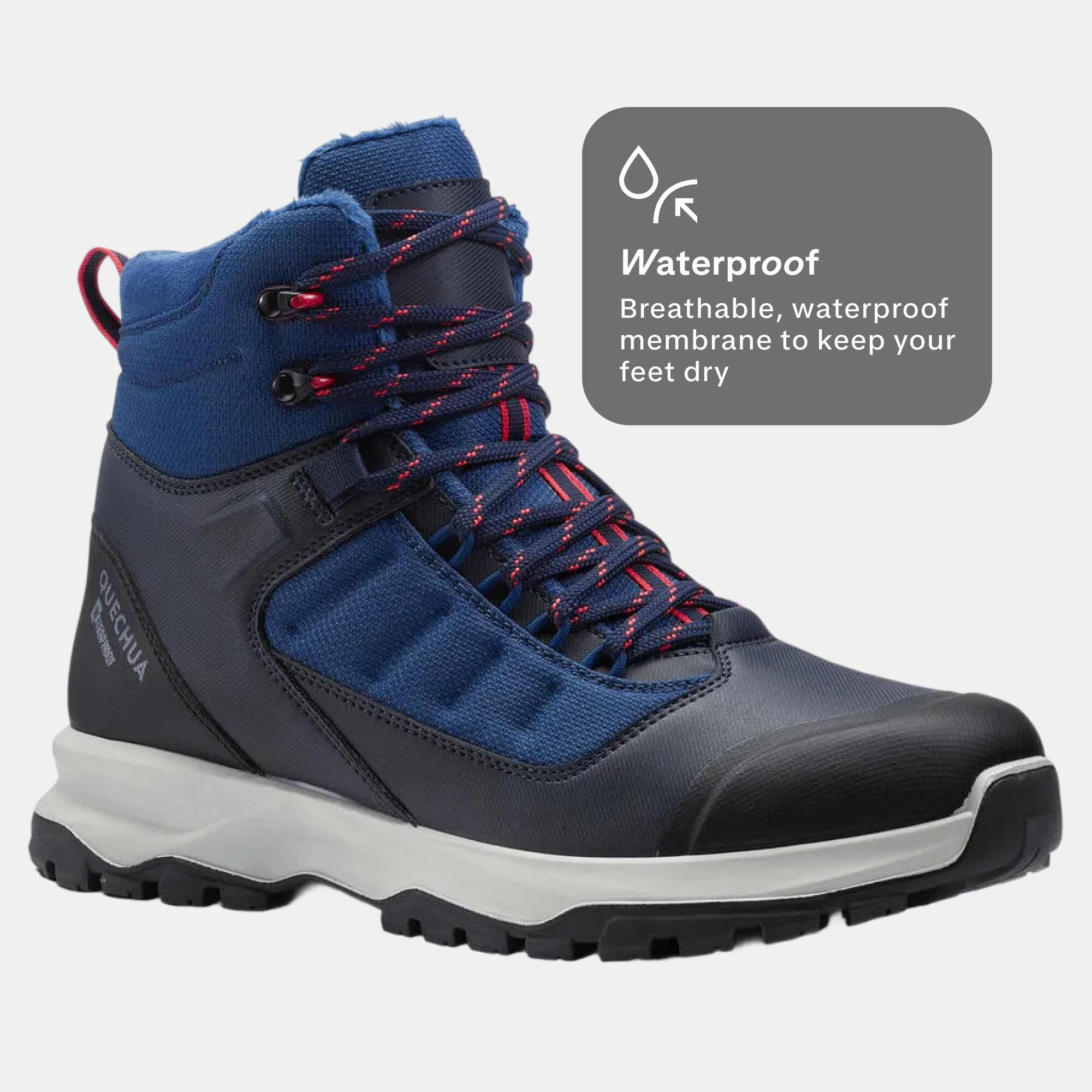 Men’s warm and waterproof hiking boots, MH500 Mid - Blue
