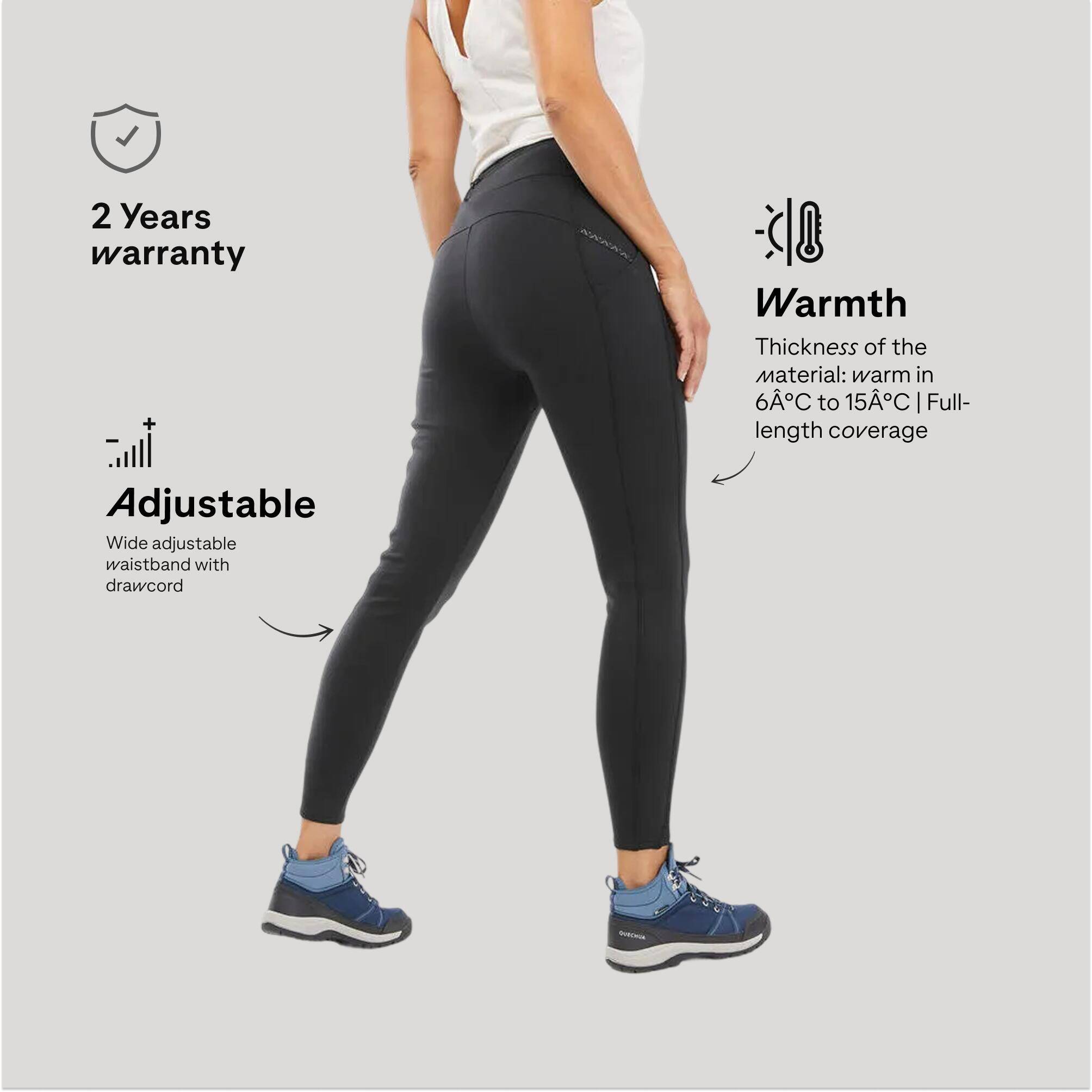 Women’s hiking leggings NH100 - Black -  3