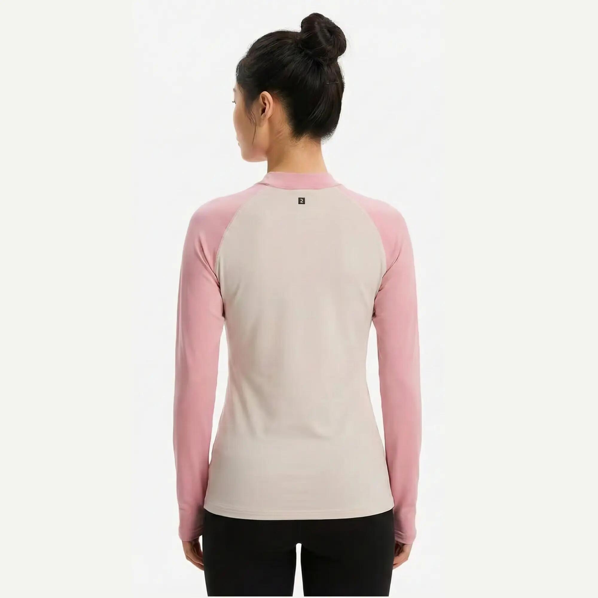 Primera capa superior nieve mujer blanco rosado - BL500 transpirable 8/15