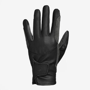 Guantes equitación fouganza 500 niños negro y gris