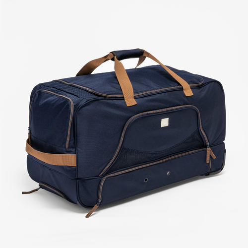 Valise - Sac de transport à roulettes équitation trolley 80 l - bleu et marron