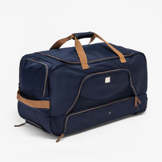 Valise - Sac de transport à roulettes équitation trolley 80 l - bleu et marron