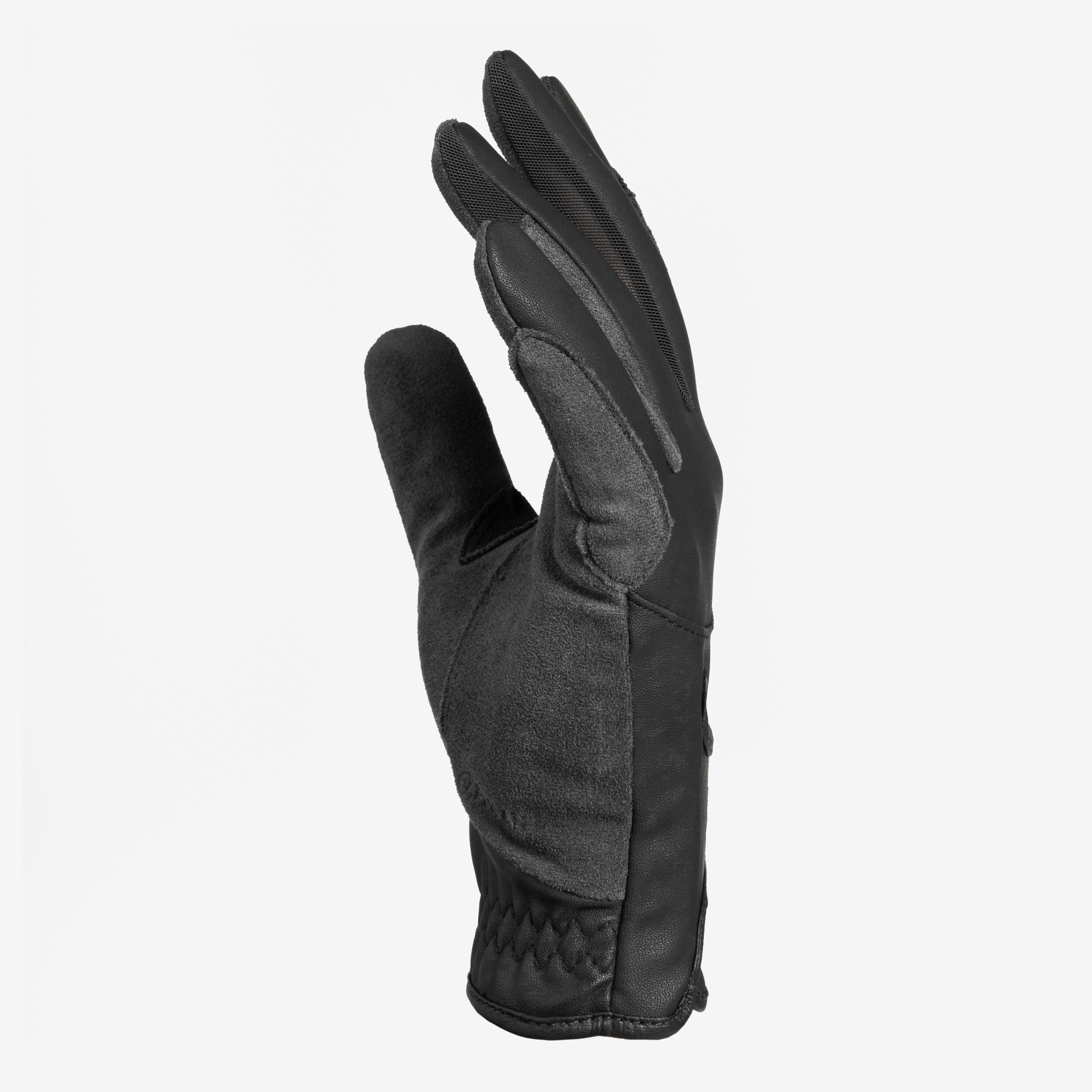 Gants équitation enfant 500 noir et gris 3/5