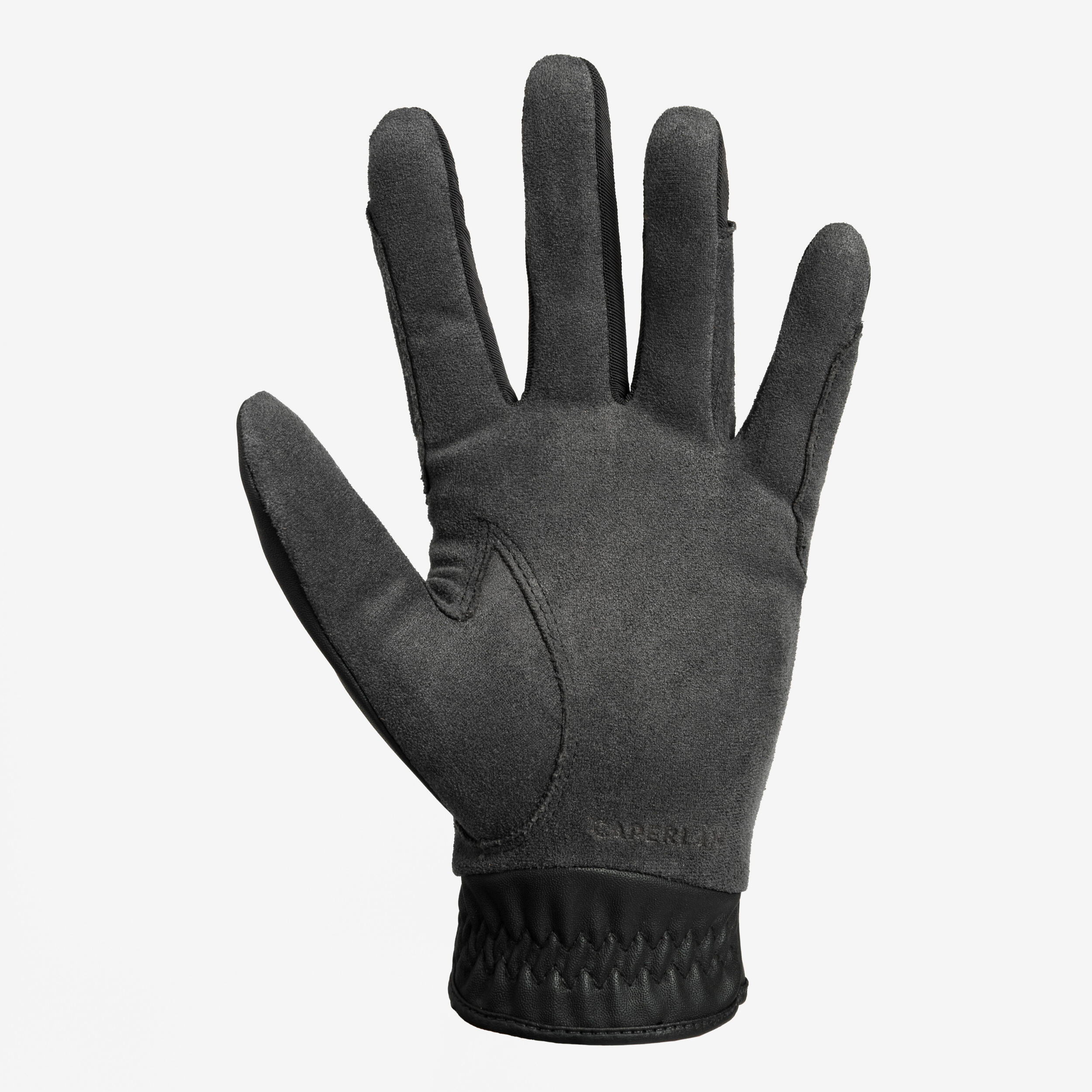 Gants équitation enfant 500 noir et gris 2/5