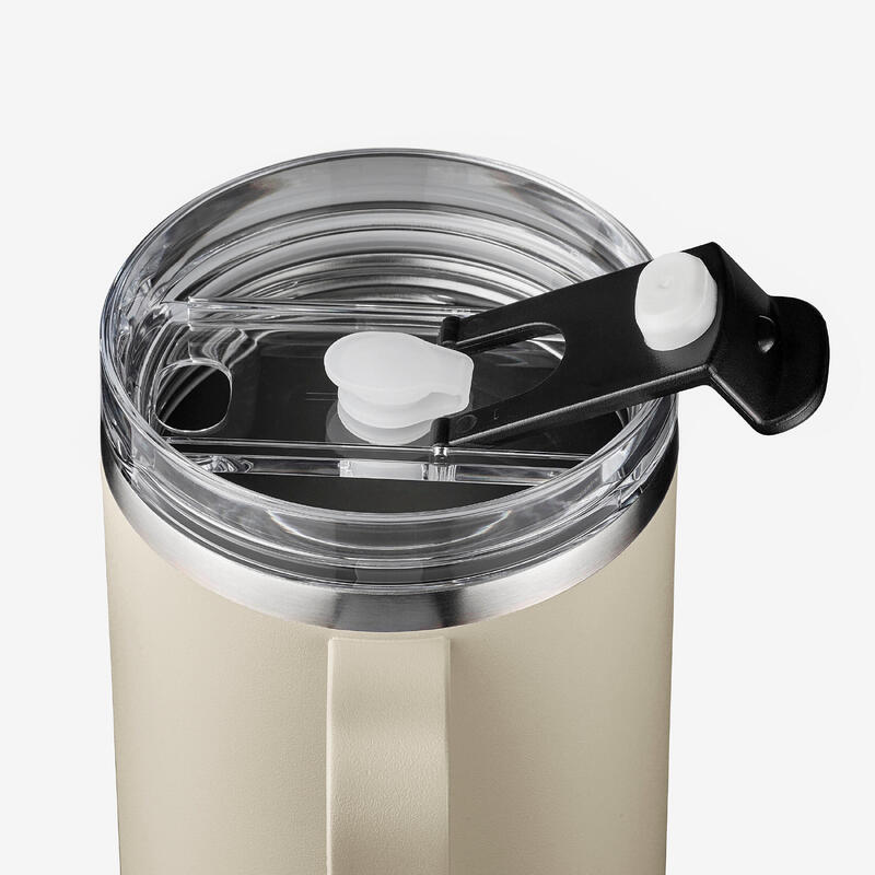 Cană izotermă cu pai 1L din inox, pentru drumeție și camping, bej