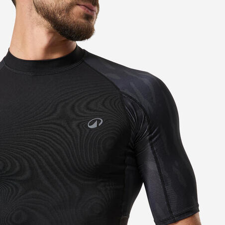 Сонцезахисна футболка 500 чоловіча для серфінгу з короткими рукавами чорна