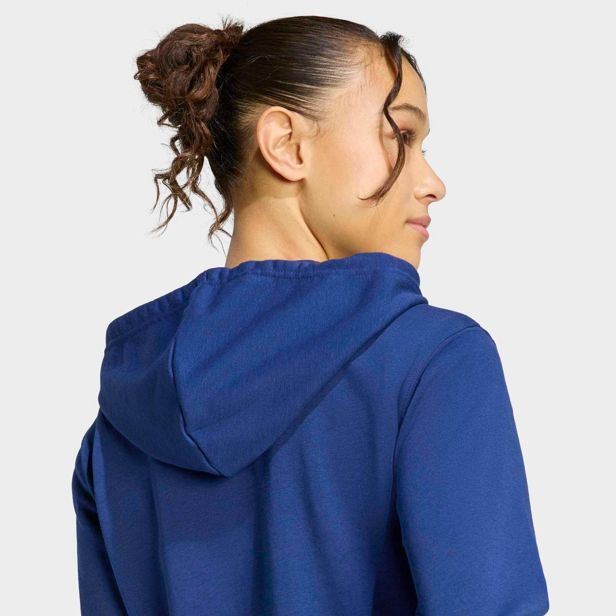 Sweat à capuche zippé de fitness femme, bleu marine 4/5