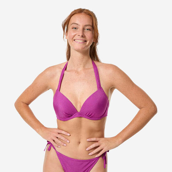 Haut de maillot de bain push up à coques fixes femme, Elena Folk violet