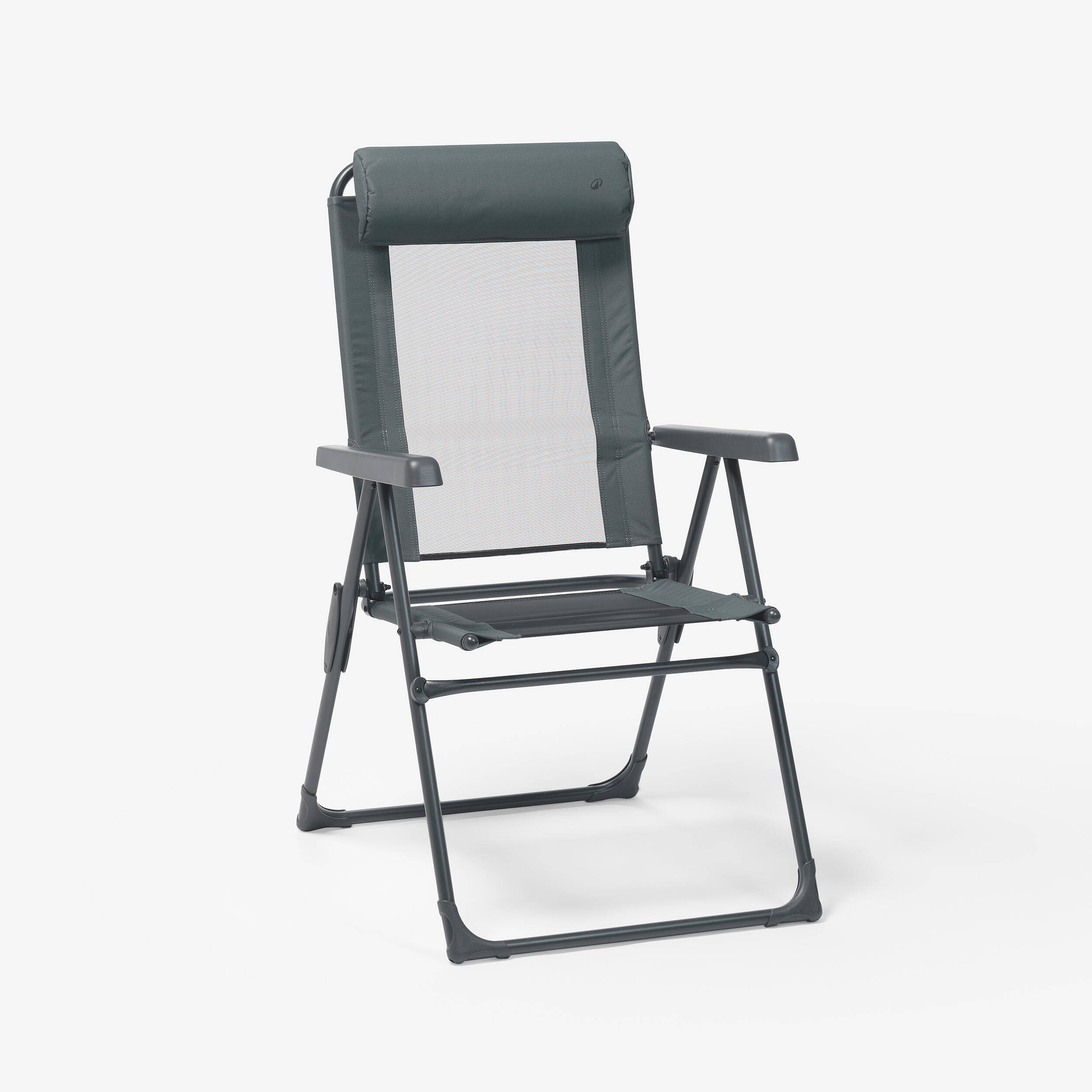 Camping Chair Reclining Foldable with Armrest up to 110 Kg - Dark Green -  1