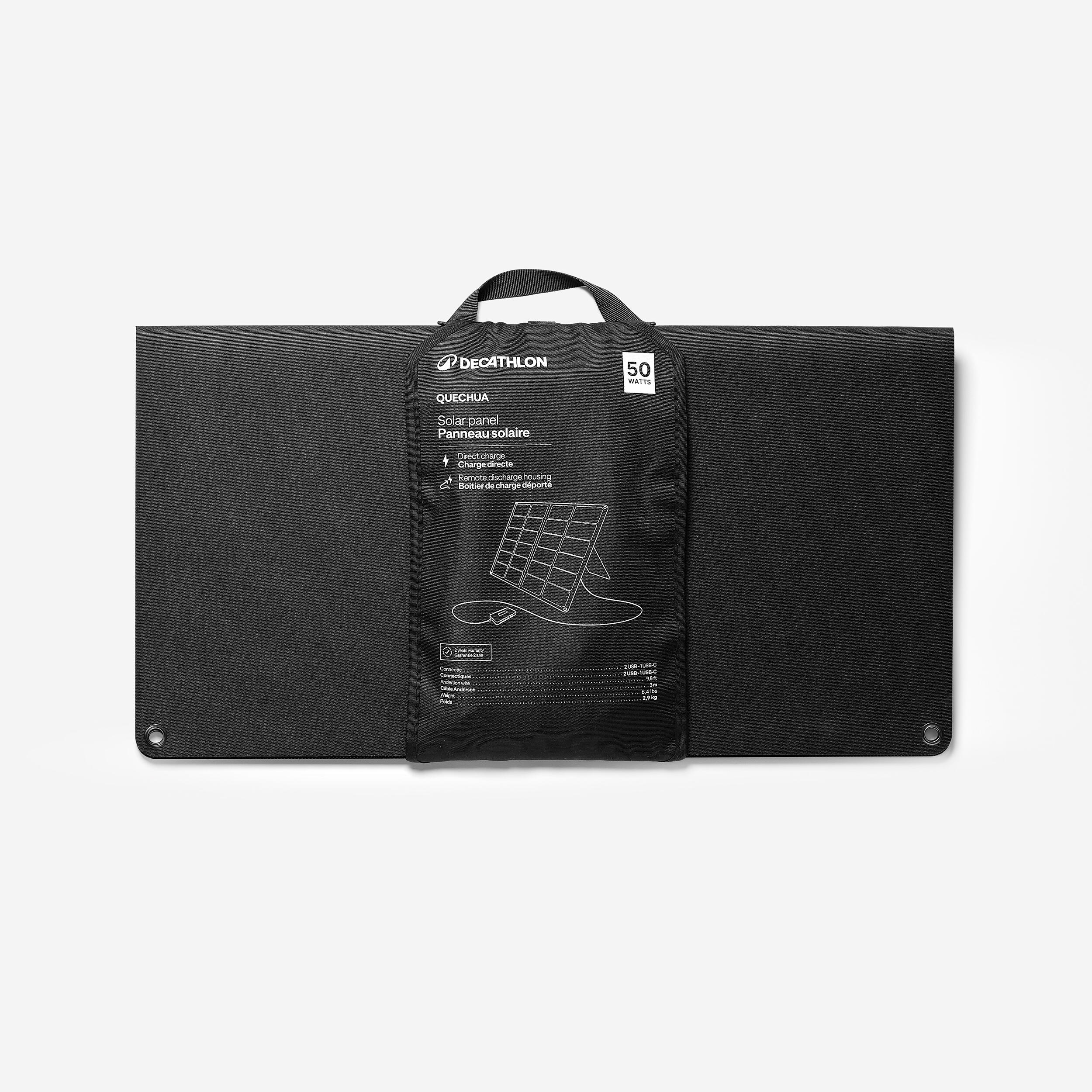 Painel solar de campismo 50 watts com caixa USB 2/4