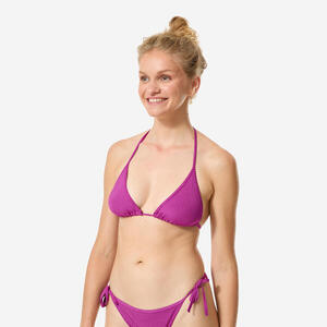 Top Bikini Mae Mujer Violeta Triángulos Corredizos Acanalado
