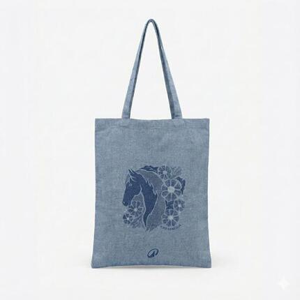 Tote bag équitation bleu made in france