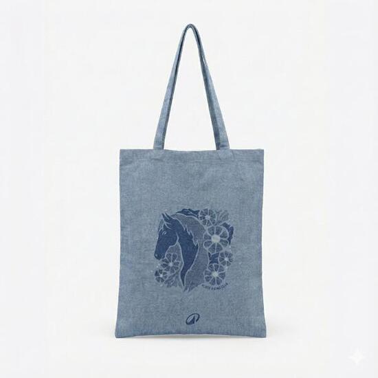 Tote bag équitation bleu made in france