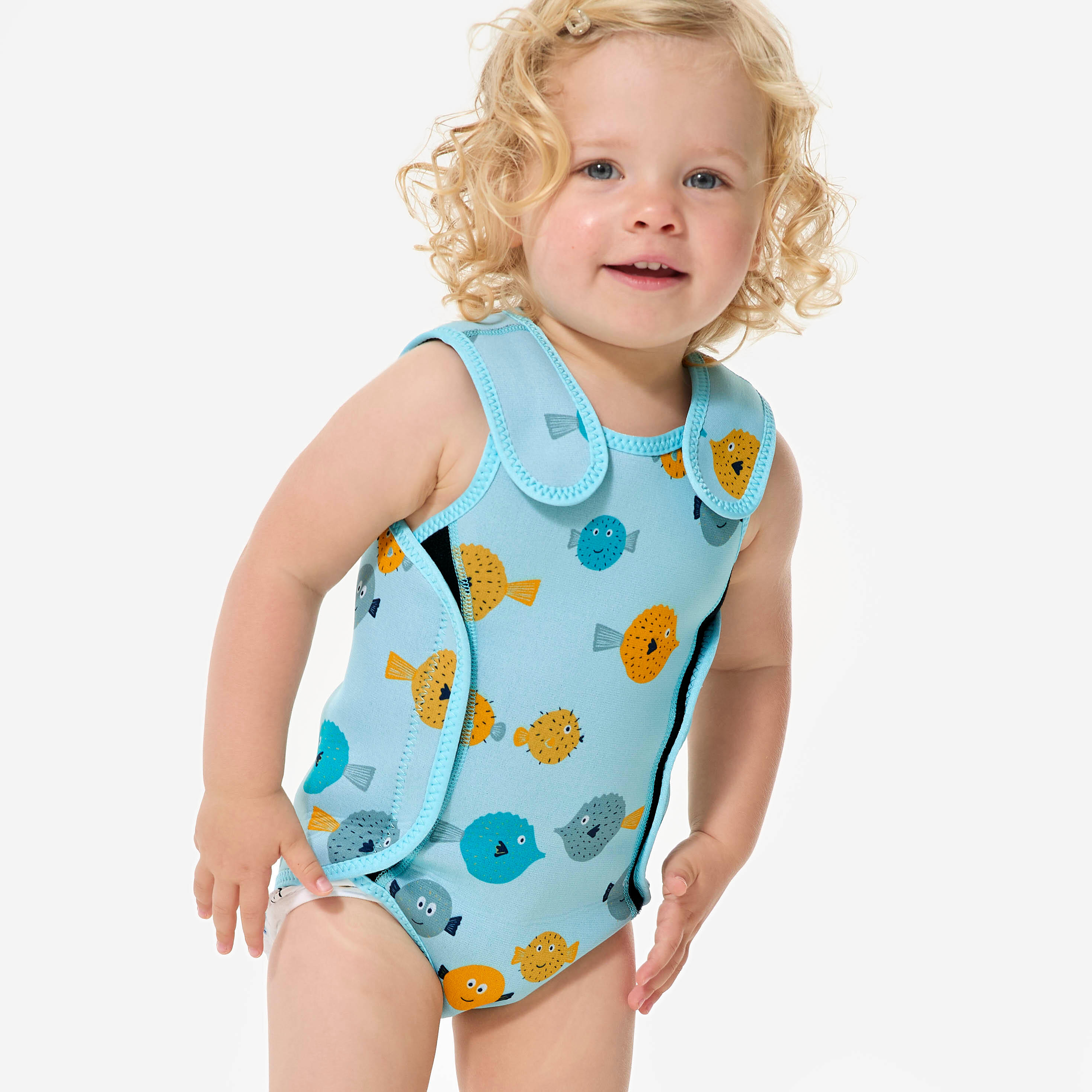 Combinaison néoprène thermique wrap 2mm bébé, Bodywarm poissons menthe 5/11