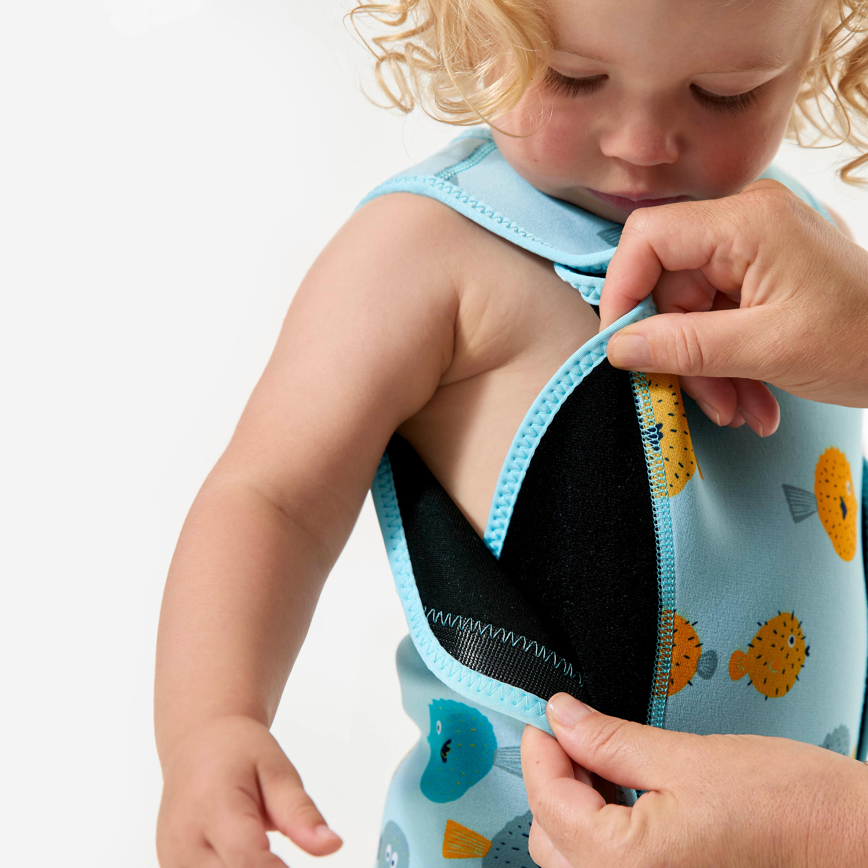 Combinaison néoprène thermique wrap 2mm bébé, Bodywarm poissons menthe 6/11