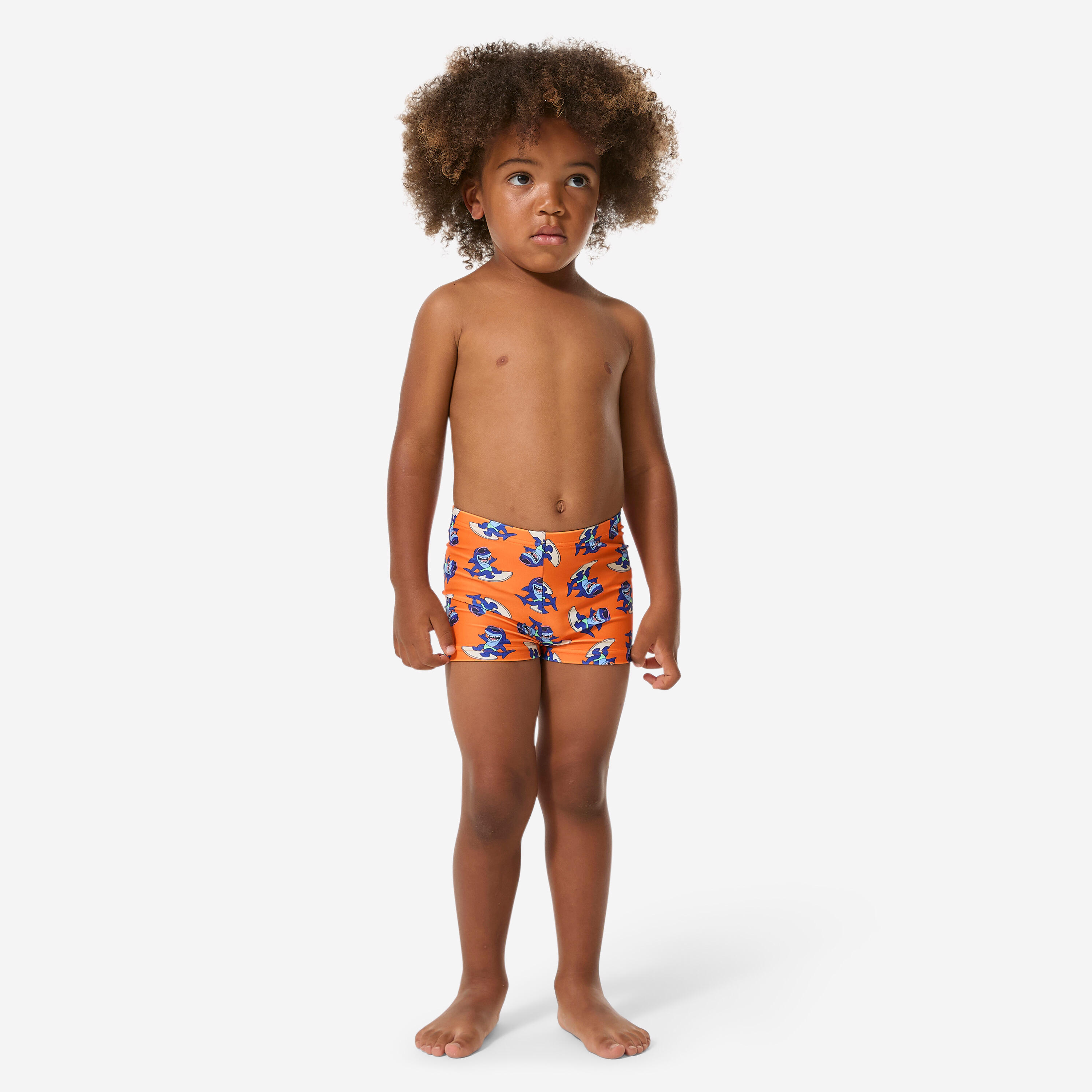 Calções de banho de natação boxers bebé rapaz, Titou shark laranja 4/9