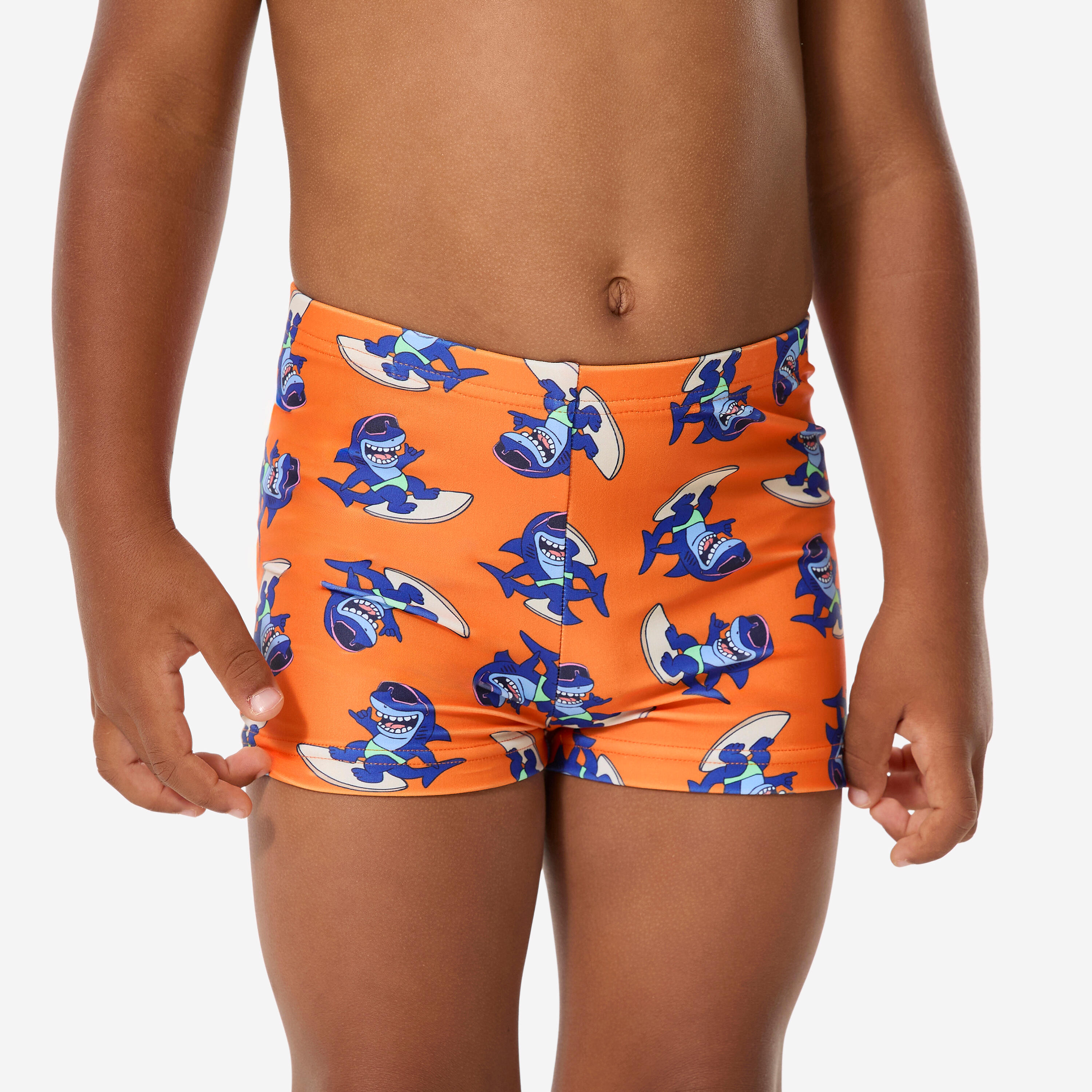 Calções de banho de natação boxers bebé rapaz, Titou shark laranja 2/9