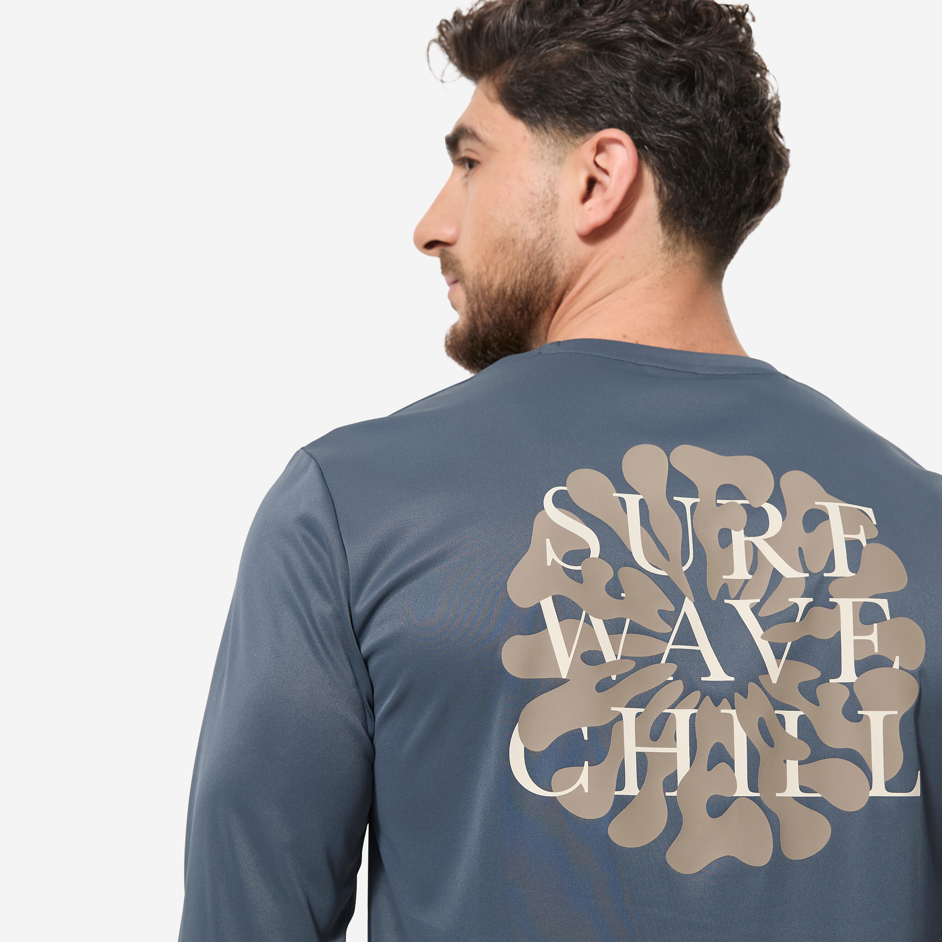 Tee shirt anti uv surf manches longues ample homme, Surfwchill gris 7/9