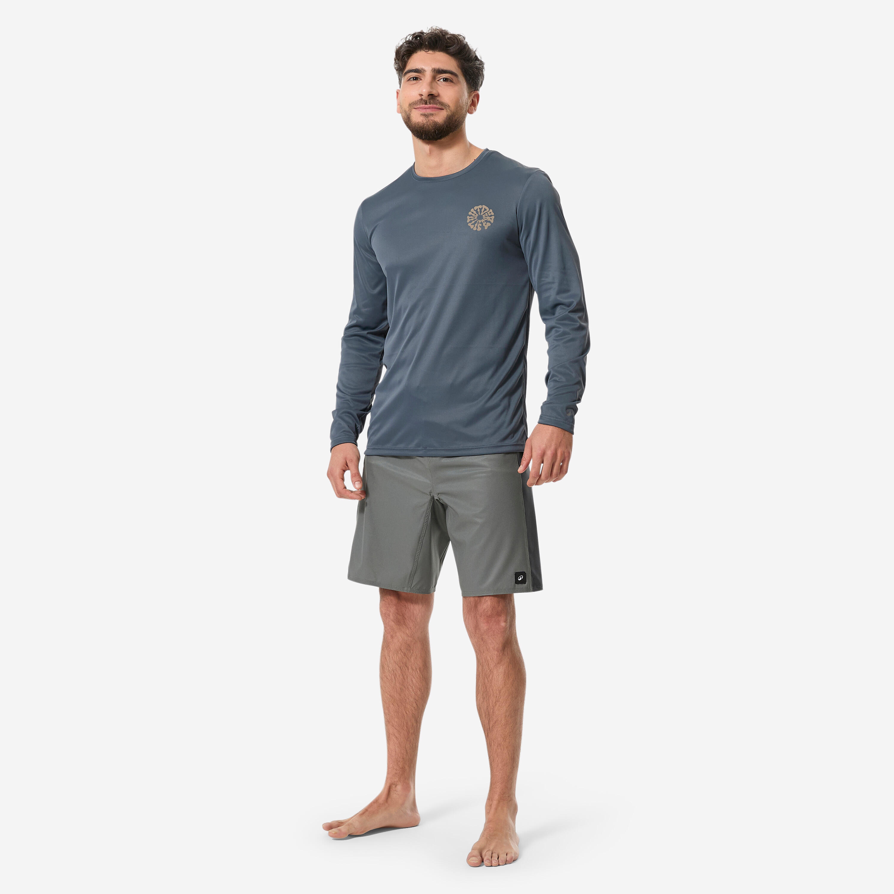 Tee shirt anti uv surf manches longues ample homme, Surfwchill gris 3/9