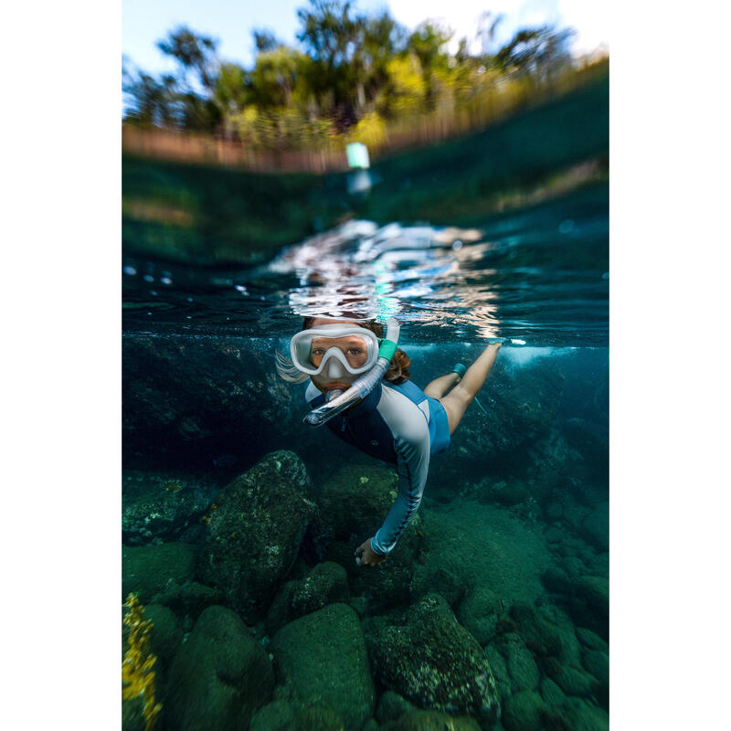 Set snorkeling mască anti-aburire COMFORT Tub DRYTOP 100 Alb Copii