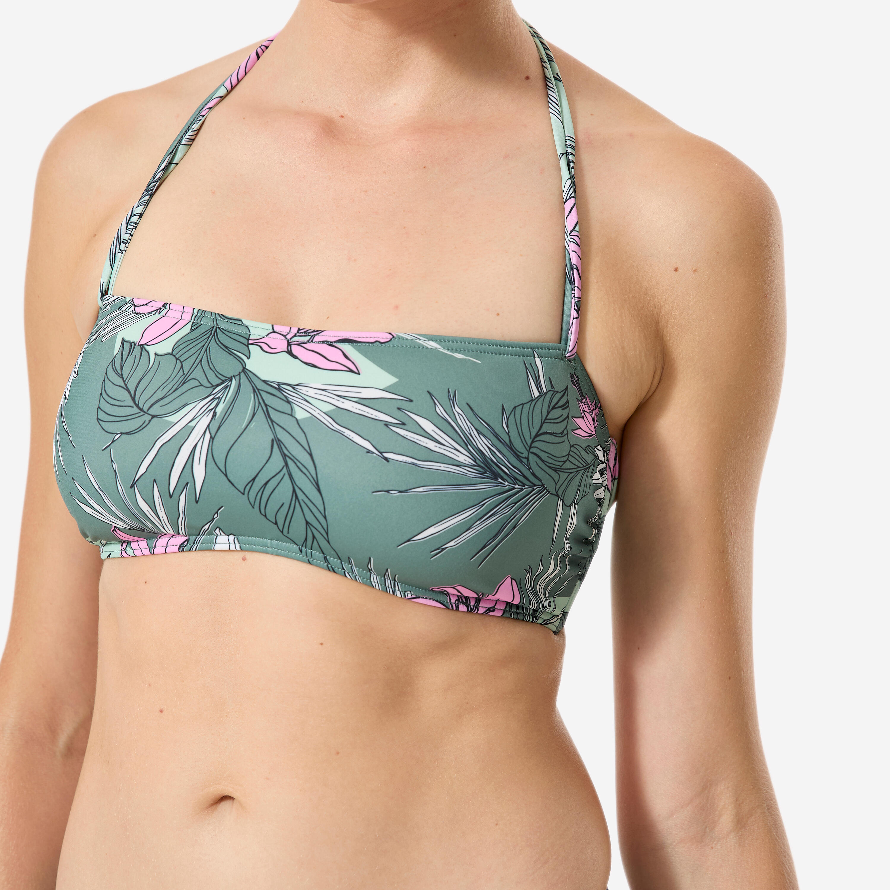 Haut de maillot de bain bandeau femme, Laura Numea kaki 5/6